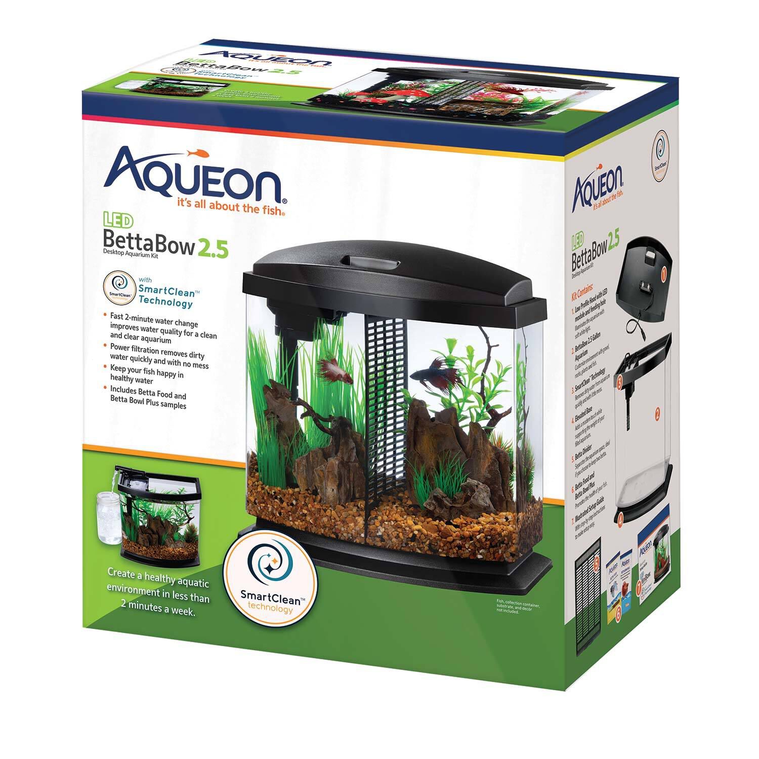 Aqueon Led Minibow Deskto Fish Aquarium Kit With Smartclean Technology