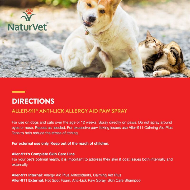 Natur Vet Aller 911 Anti Lick Topical Paw Spray For Dogs & Cats