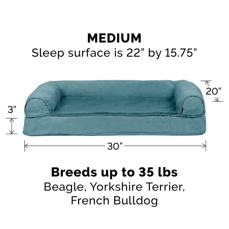 Furhaven Plush & Suede Orthopedic Sofa Dog Bed - Teal