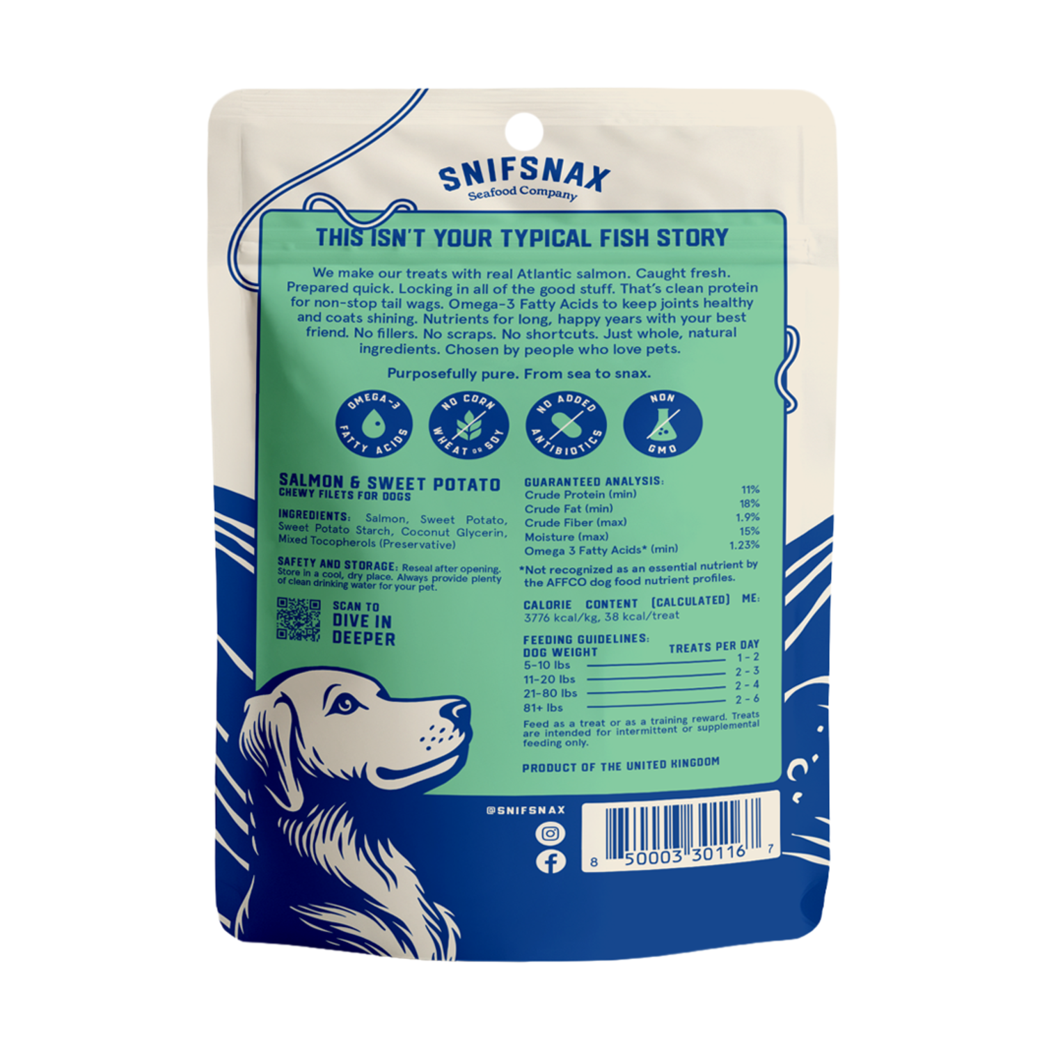 Snif Snax Salmon & Sweet Potato Filets Soft & Chewy Jerky Dog Treats, 4-Oz Bag