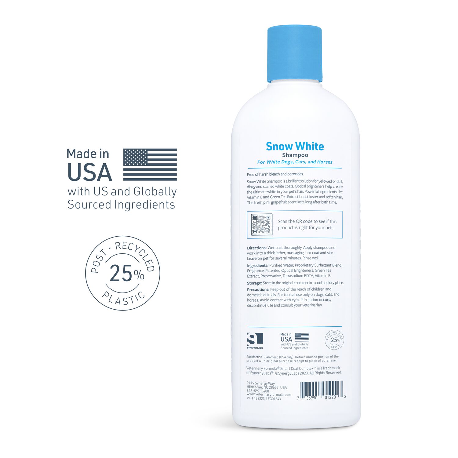 Veterinary Formula Smart Coat Complex Snow White Whitening Cat & Dog Shampoo, 17-Fl Oz Bottle