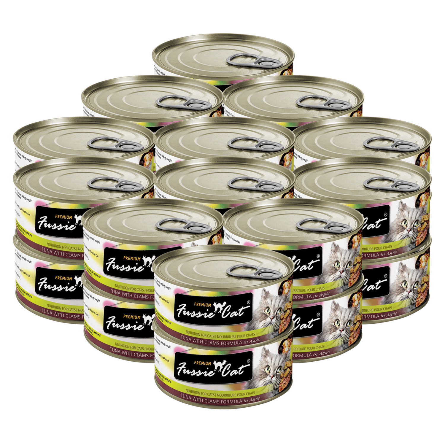 Fussie Cat Black Label Wet Cat Food, Tuna With Clams Formula In Aspic - 2.82-Oz