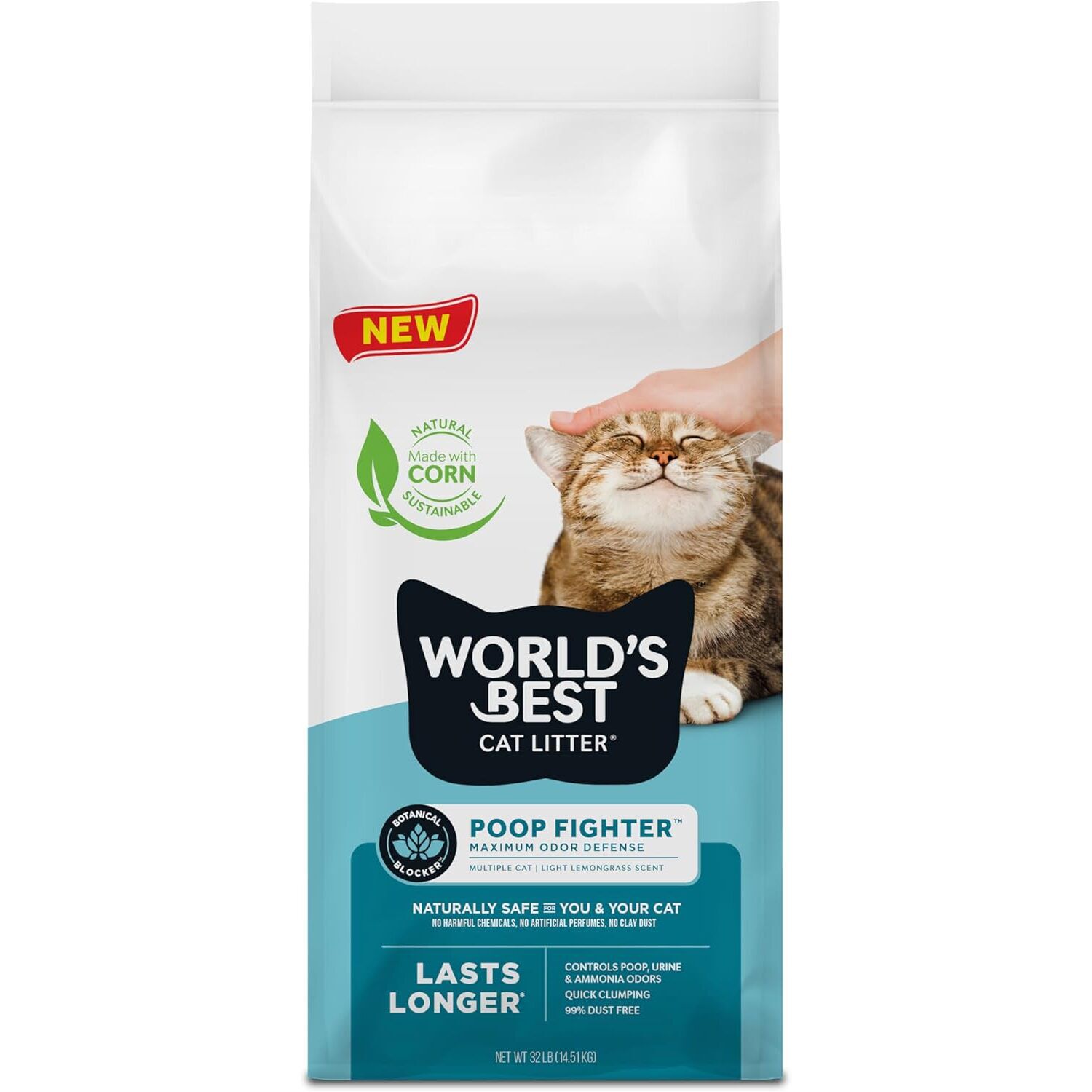 World's Best Poop Fighter Maximum Odor Defense Clumping Cat Litter, 8-Lb