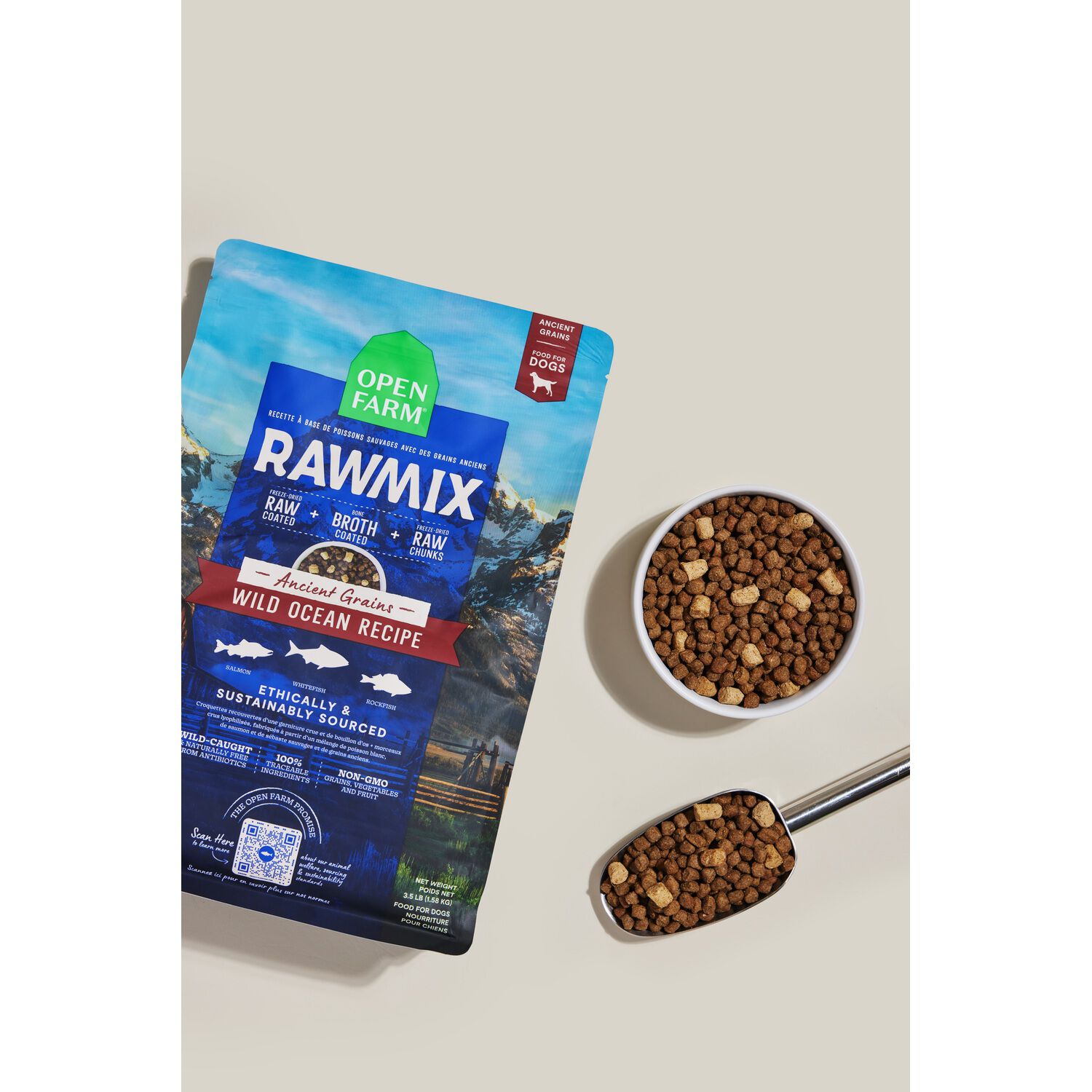 Open Farm Rawmix Wild Ocean Ancient Grains Dry Dog Food With Freeze-Dried Raw Morsels, 3.5Lb