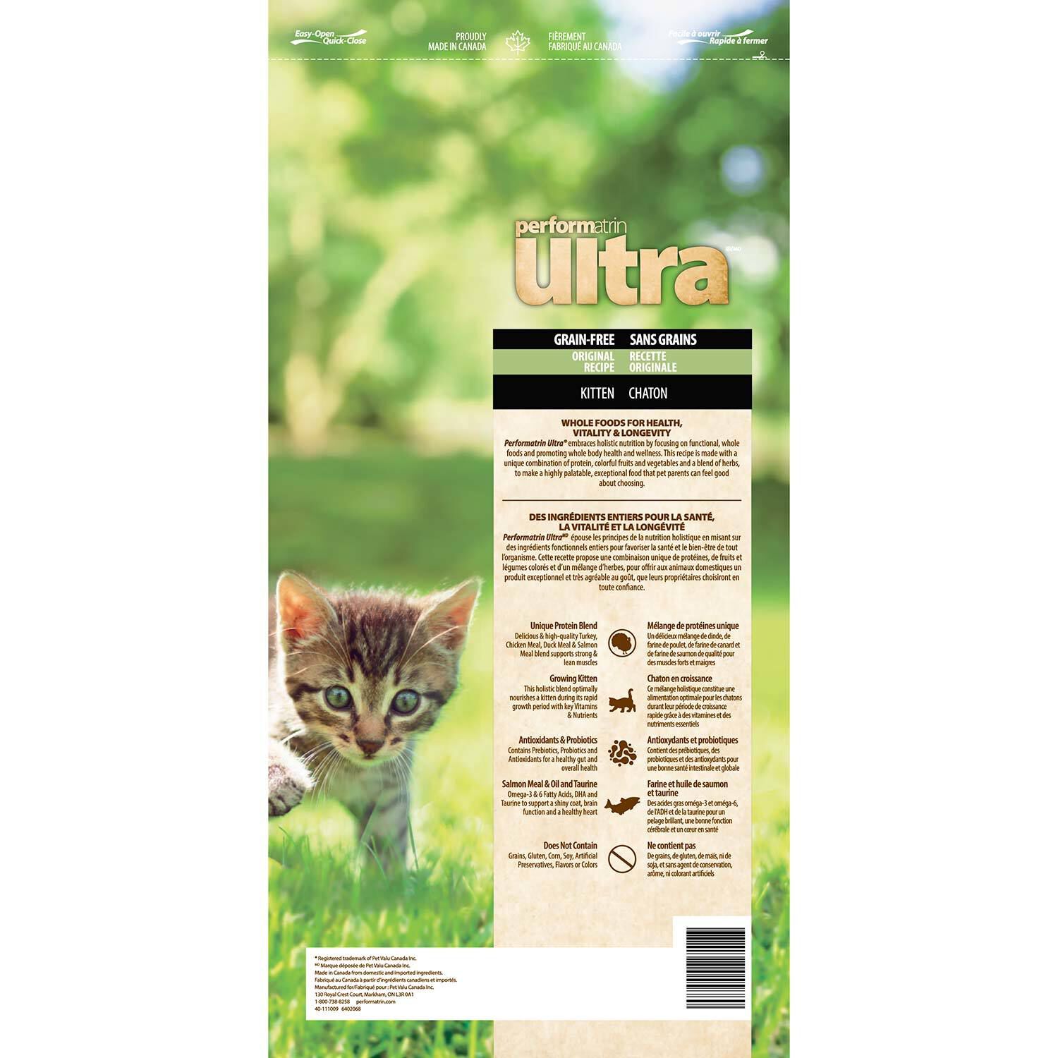 Performatrin Ultra Grain-Free Original Kitten Formula Dry Cat Food, 4-Lb Bag