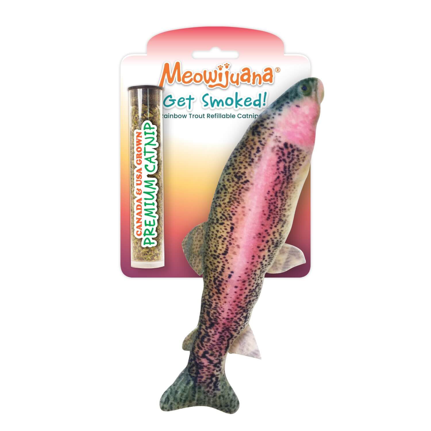 Meowijuana "Get Smoked" Rainbow Trout Refillable Catnip Cat Toy