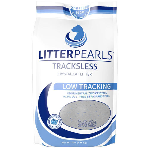 Litter Pearls Tracksless Unscented Non Clumping Crystal Cat Litter With Odorbond Color Crystals