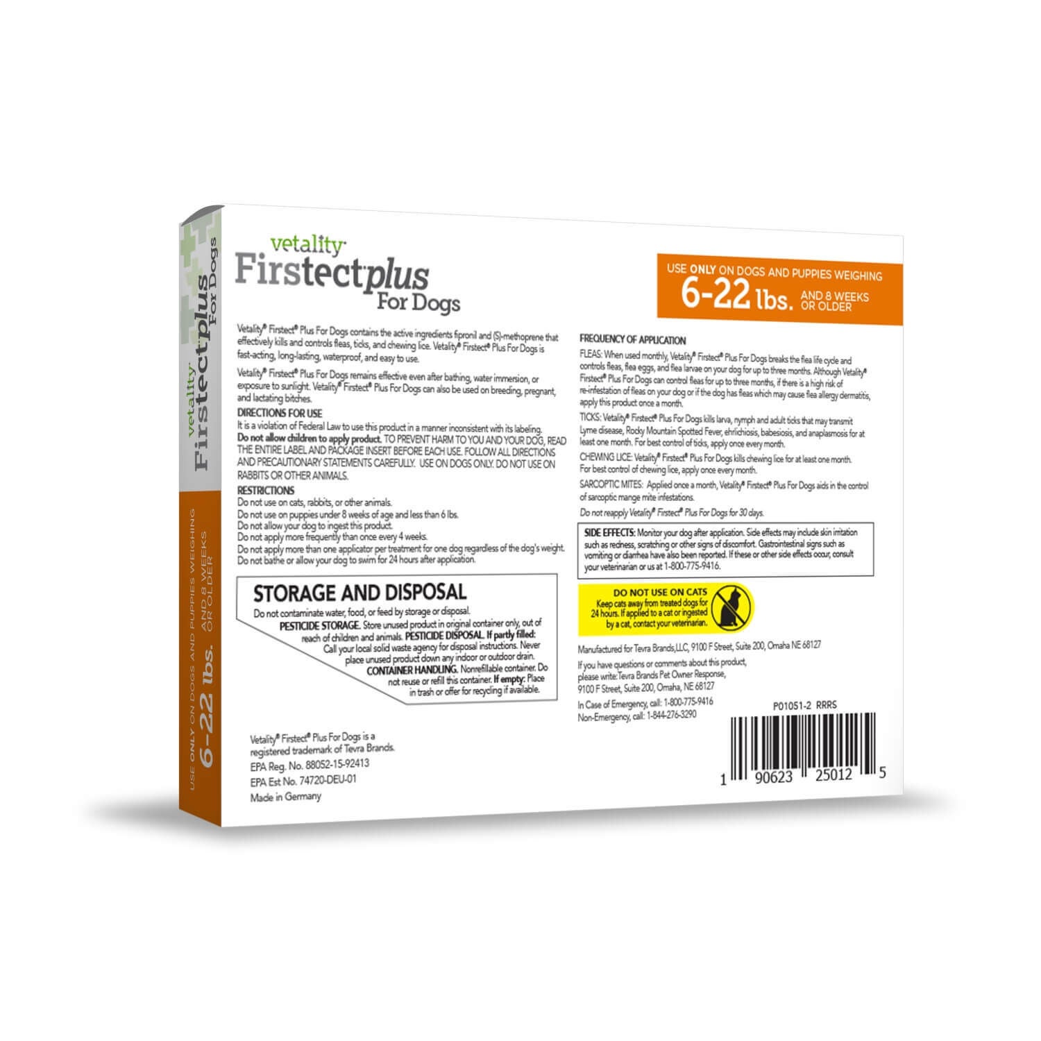 Vetality Firstect Plus Topical Flea & Tick Treatment For Extra-Large Dogs, 89-132-Lbs, 3 Doses