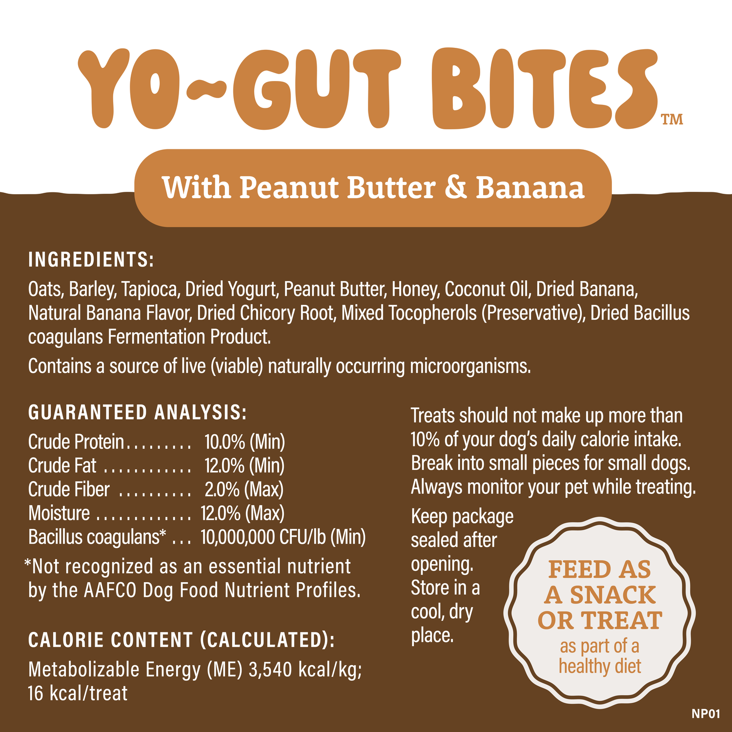 Natural Balance Yo-Gut Bites Biscuit Dog Treats, Peanut Butter & Banana With Greek Yogurt Drizzle, 4.5-Oz Bag