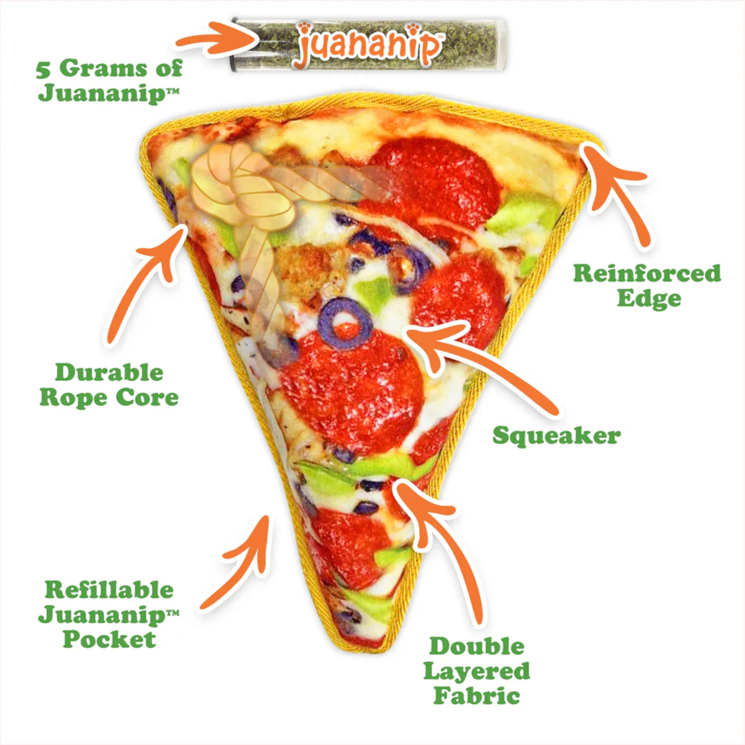 Doggijuana Tuffer Chewer Supreme Pizza Juananip Refillable Dog Toy