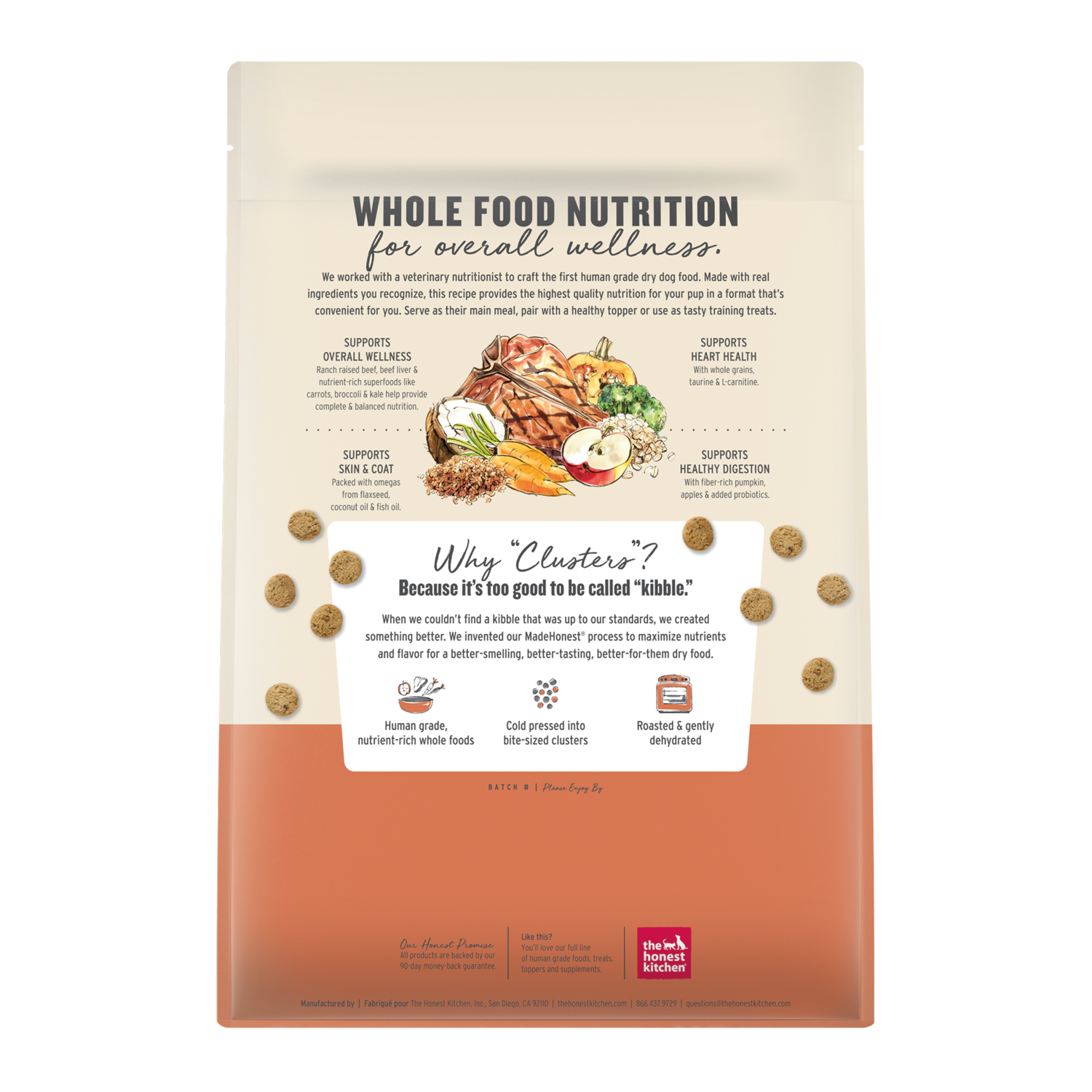 The Honest Kitchen Gourmet Whole Food Clusters Whole Grain Beef & Superfoods Recipe Dry Dog Food, 5-Lb