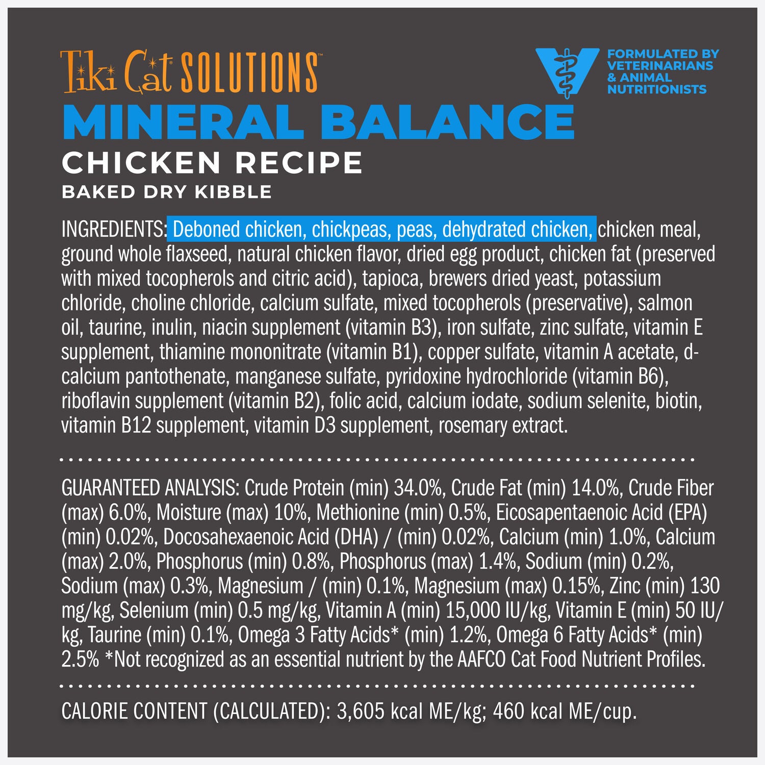 Tiki Cat Solutions Mineral Balance Dry Cat Food, Supports Urinary Health, Chicken Recipe, 2.8-Lb Bag