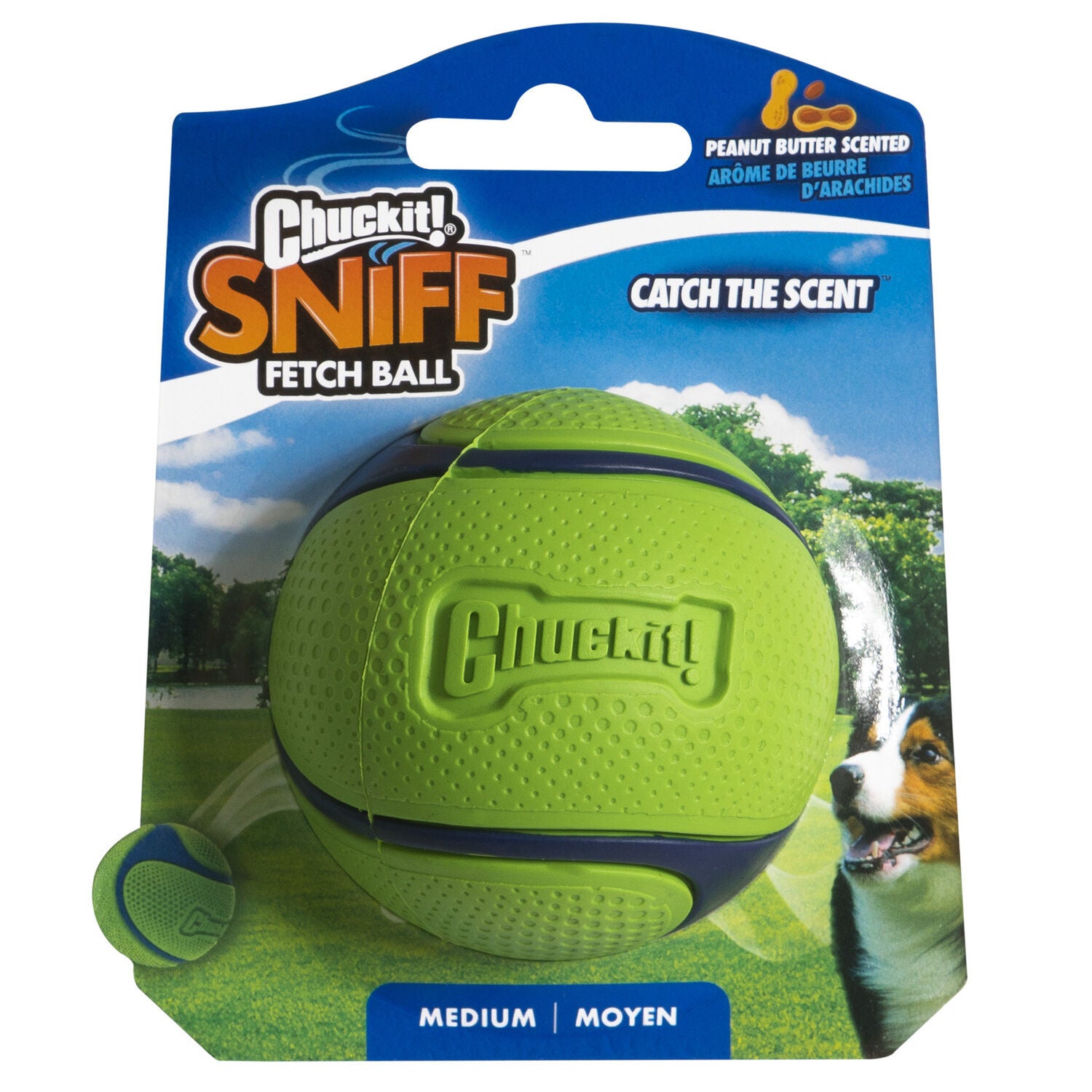 Chuckit! Sniff Peanut Butter Scented Fetch Ball Dog Toy, Medium