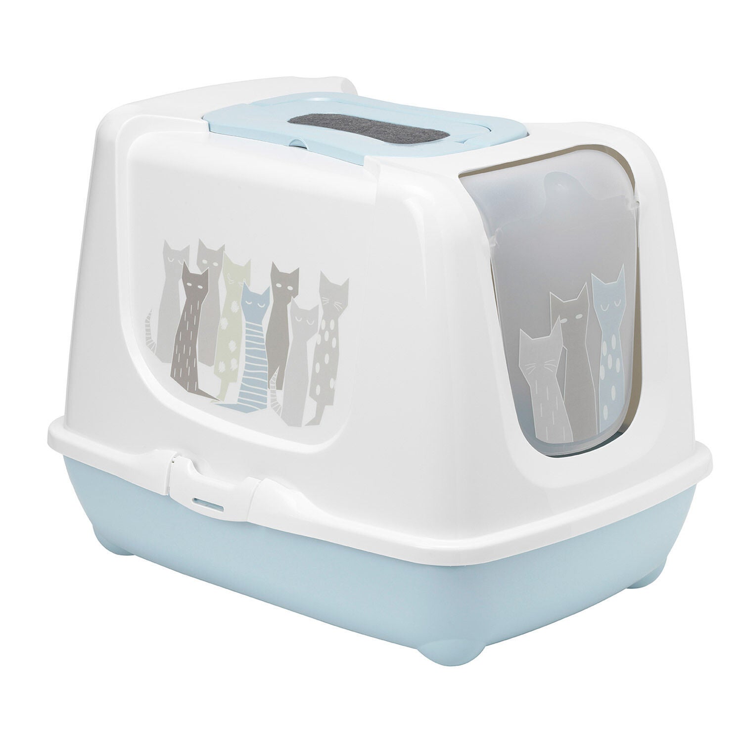 Hooded shop litter pan