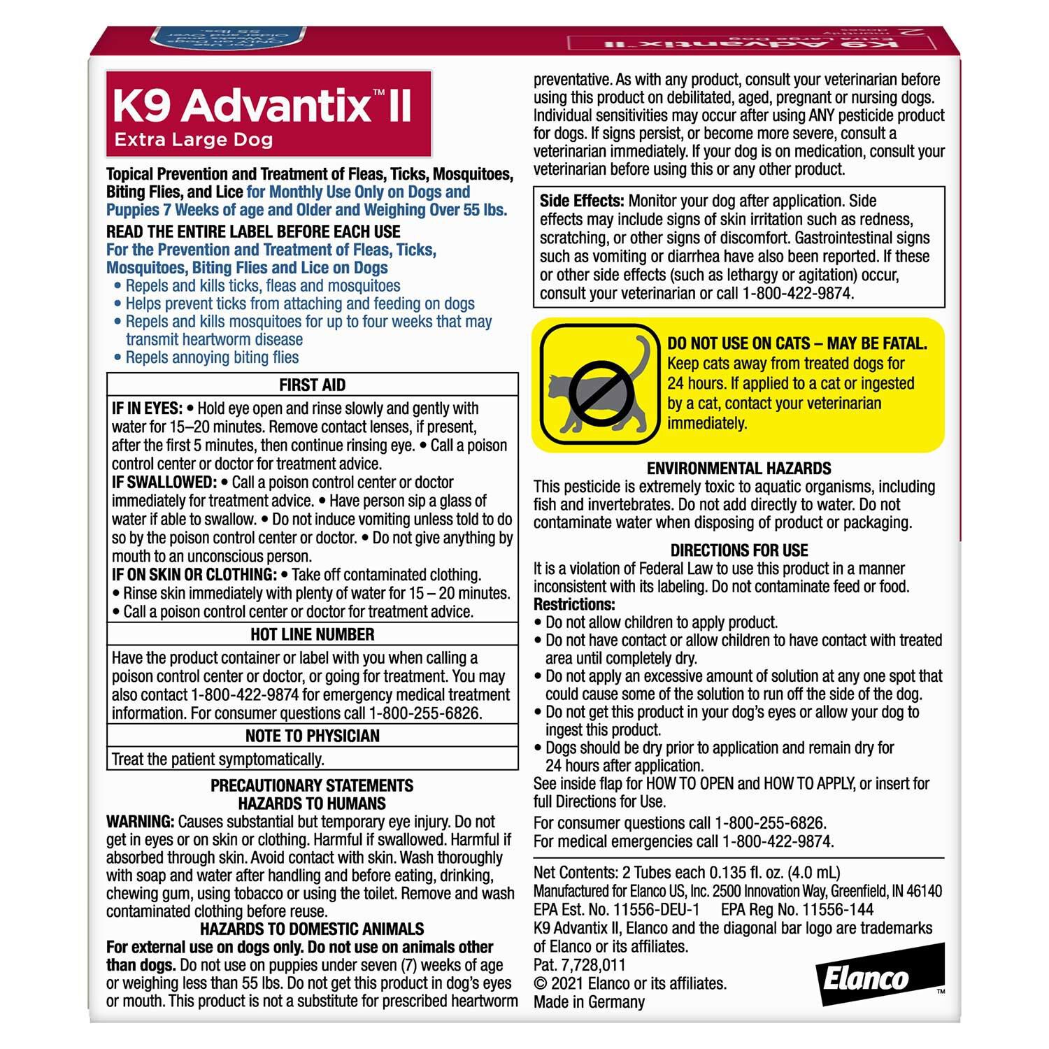 K9 Advantix Ii Xl Dog Vet-Recommended Flea, Tick & Mosquito Topical Treatment & Prevention For Dogs Over 55-Lbs, 6-Month Supply