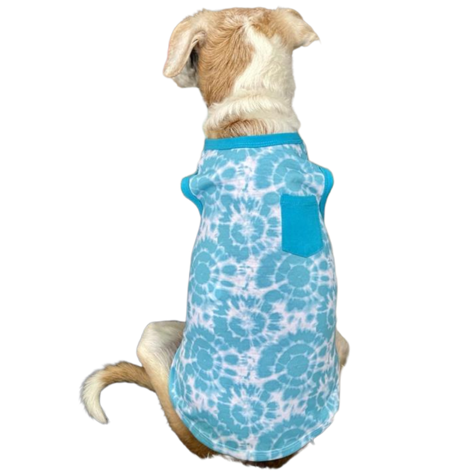 Bailey & Bella Blue Tie Dye Pocket Tank Dog Shirt, Extra Large