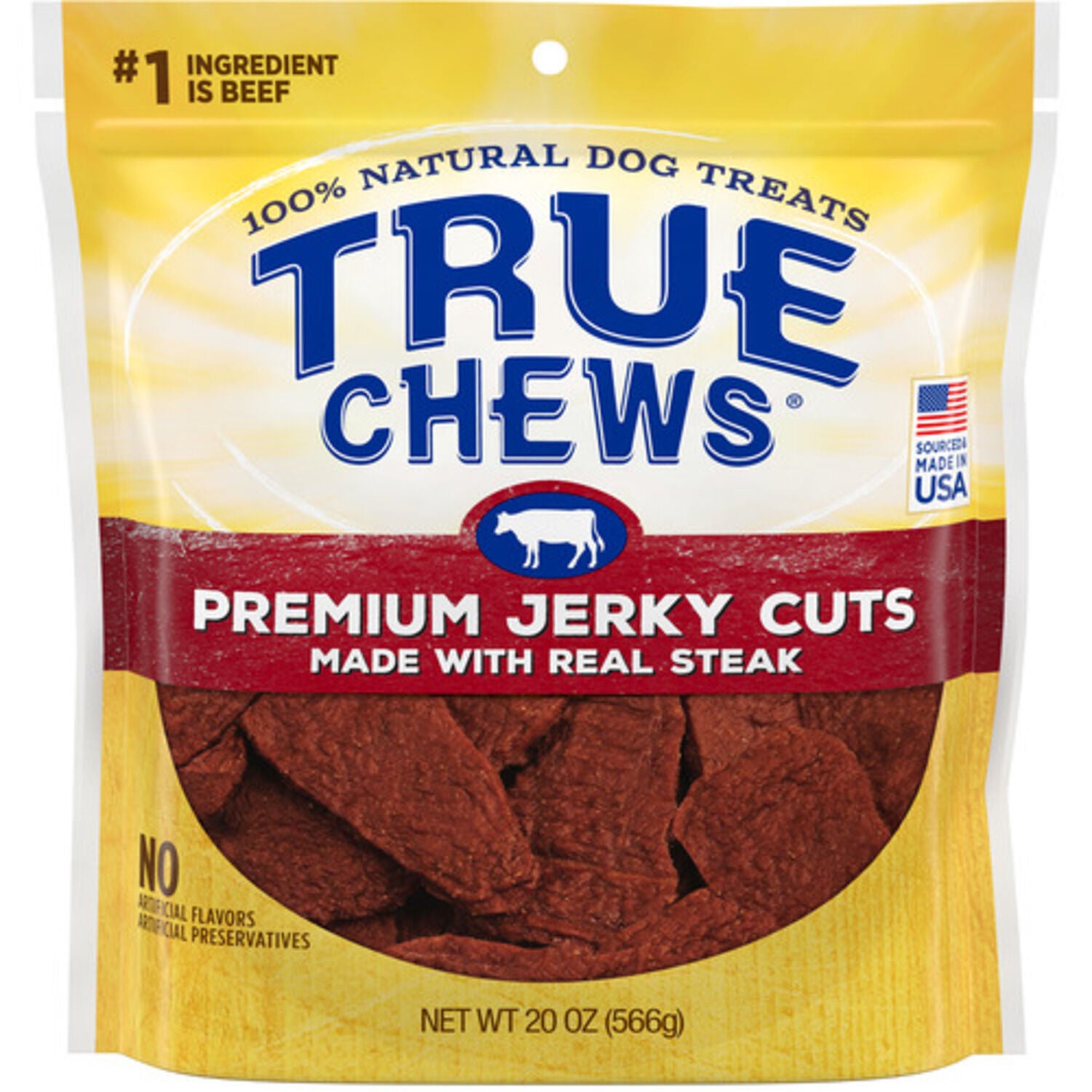Blue Buffalo True Chews Premium Jerky Cuts Natural Steak Dog Treats, 20-Oz Bag