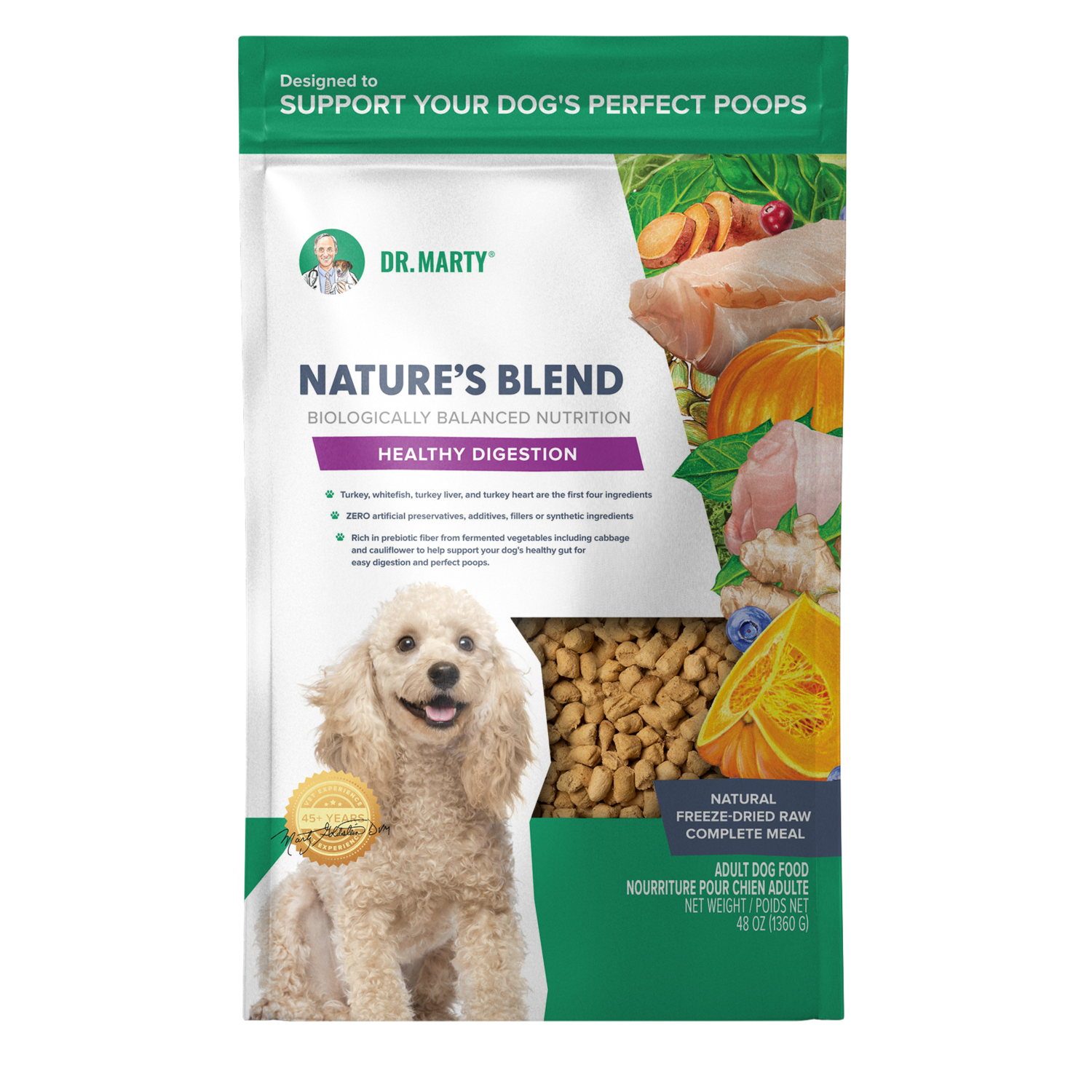 Dr. Marty Nature's Blend Healthy Digestion Freeze-Dried Raw Adult Dog Food, 48-Oz Bag