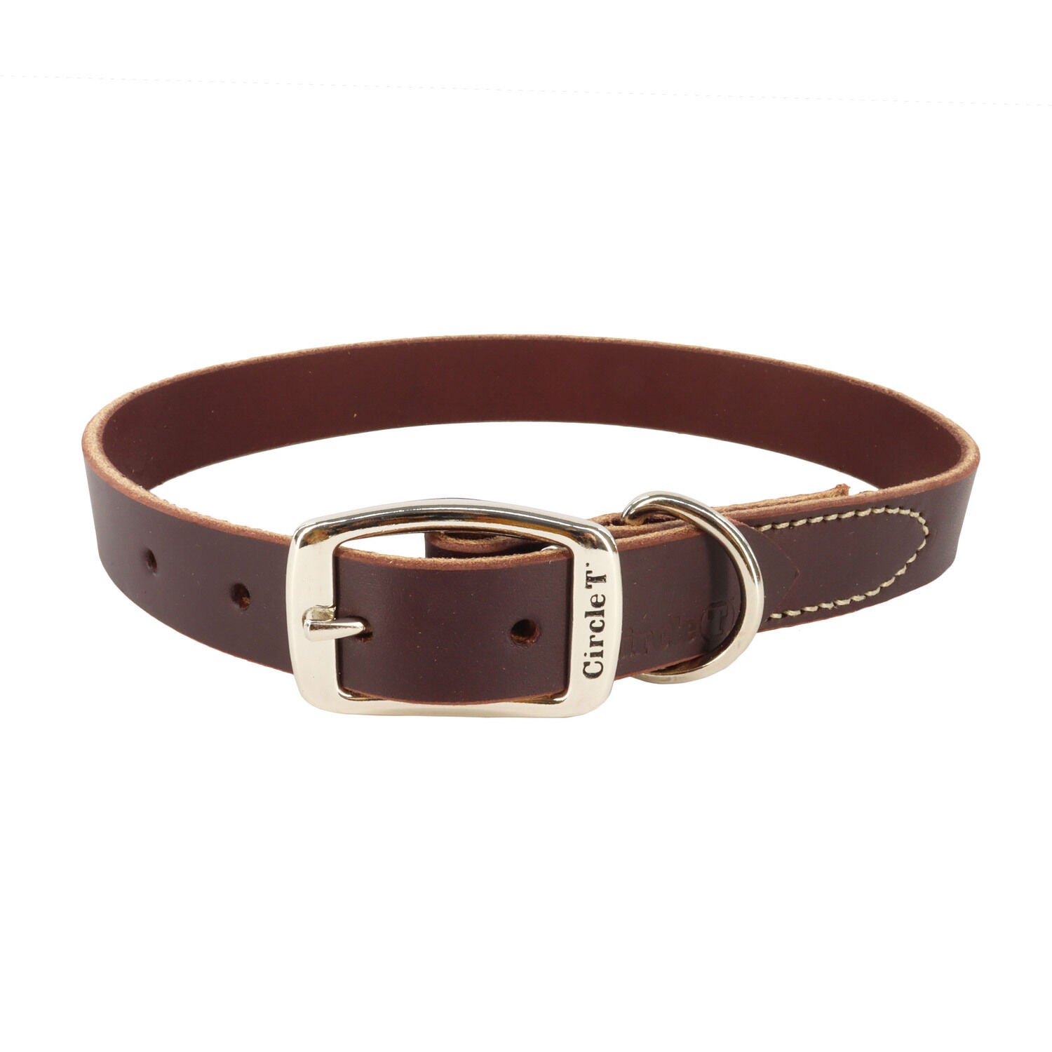 Coastal Circle T&reg; Latigo Leather Town Dog Collar, Medium, 3/4"