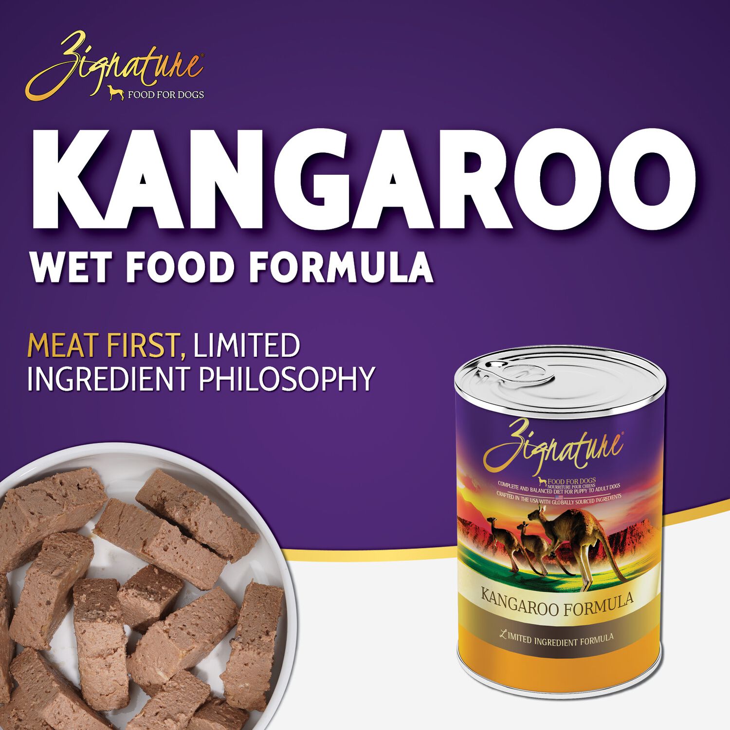 Zignature Kangaroo Formula Limited Ingredient Wet Dog Food, 13-Oz, 12-Pack