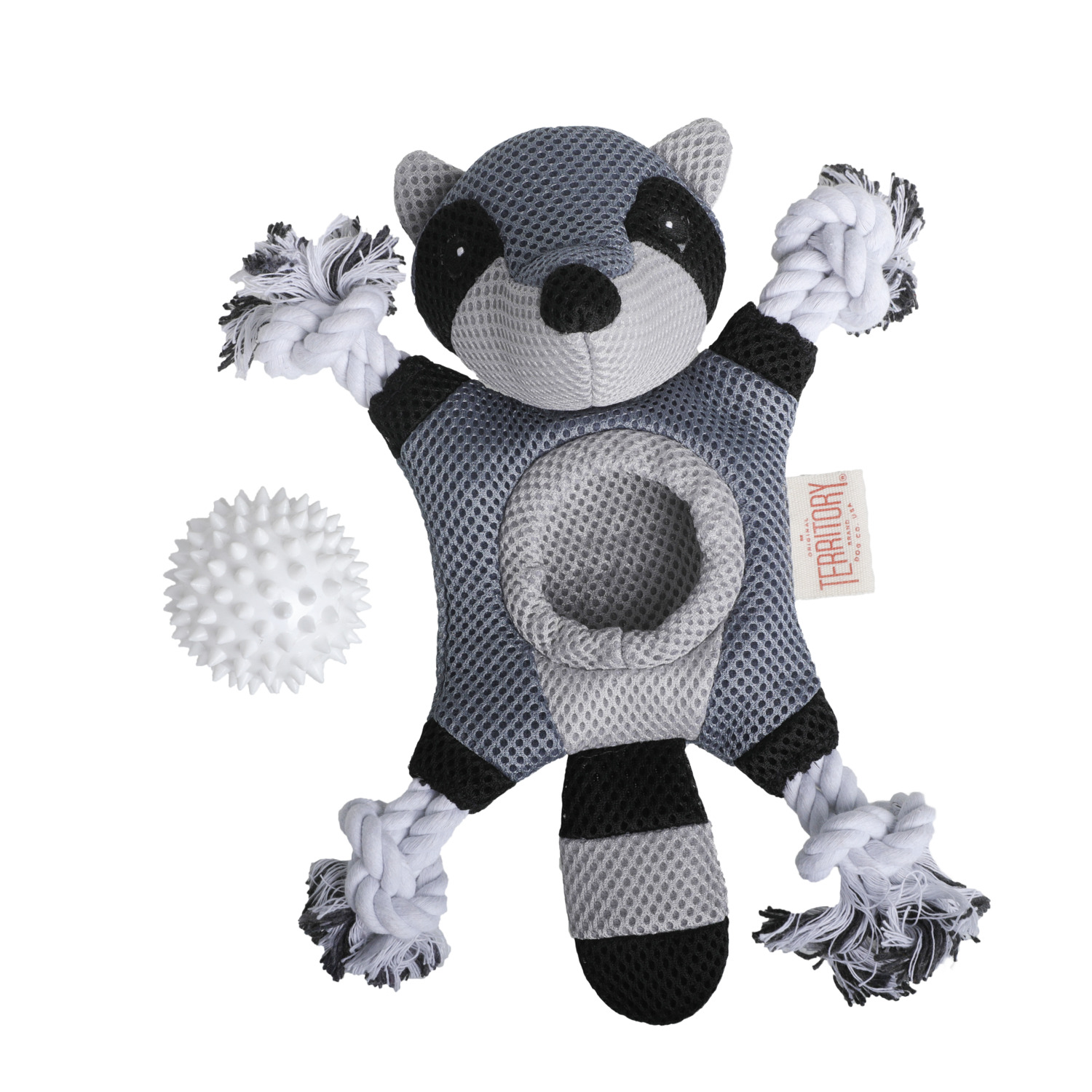 Territory Raccoon 2-In-1 Fetch & Tug Dog Toy, 10"