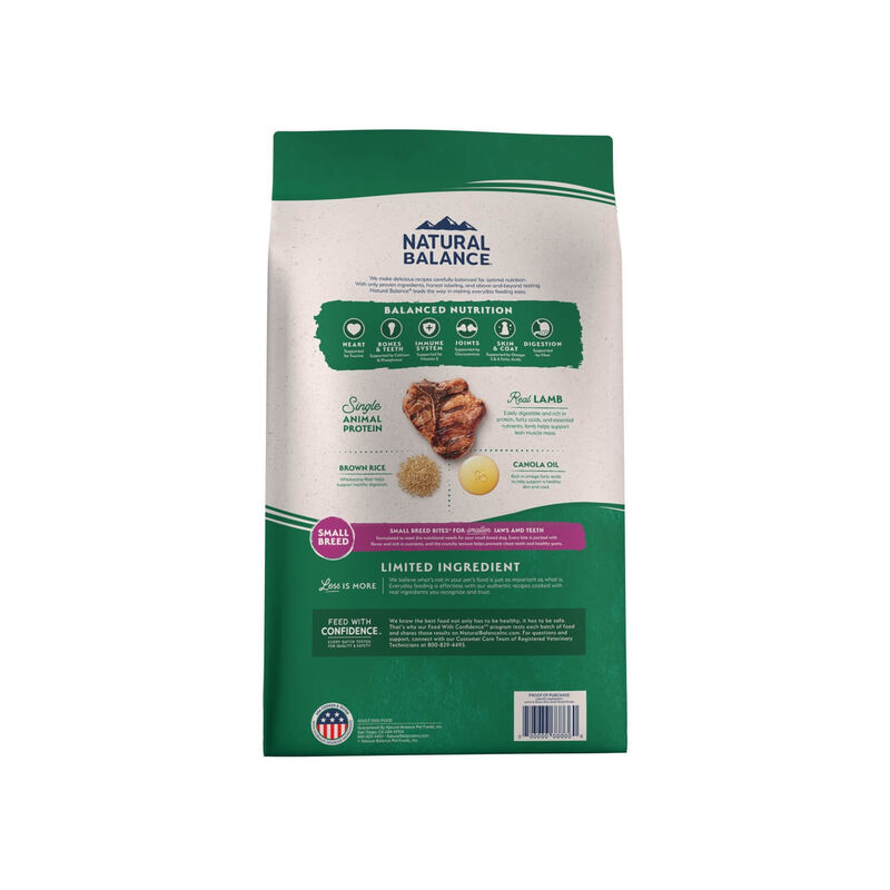 Natural Balance Limited Ingredient Small Breed Adult Dry Dog Food, Lamb & Brown Rice Recipe