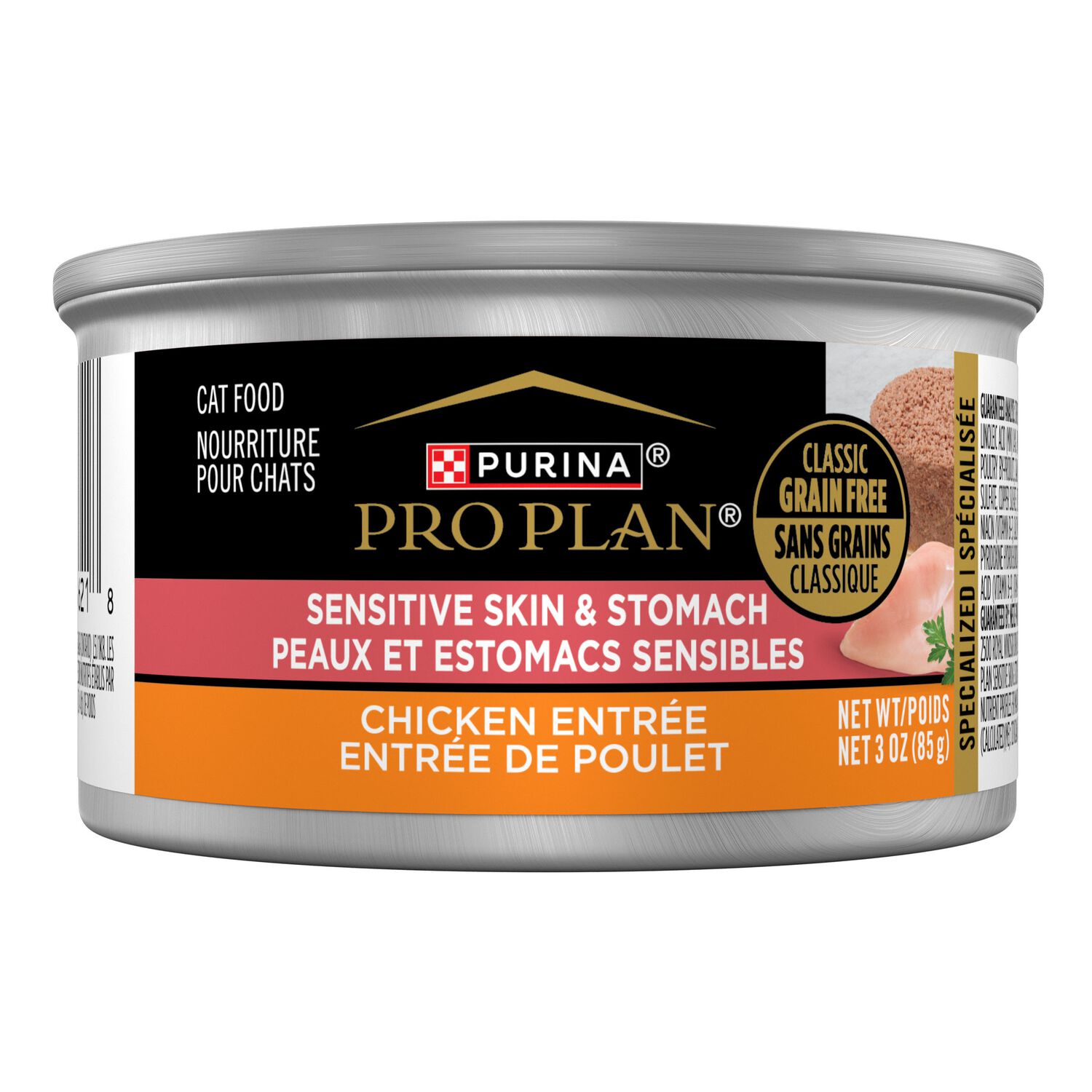 Purina Pro Plan Sensitive Skin And Stomach Chicken Entr&eacute;e Pate Wet Cat Food, 3-Oz - 24 Pack