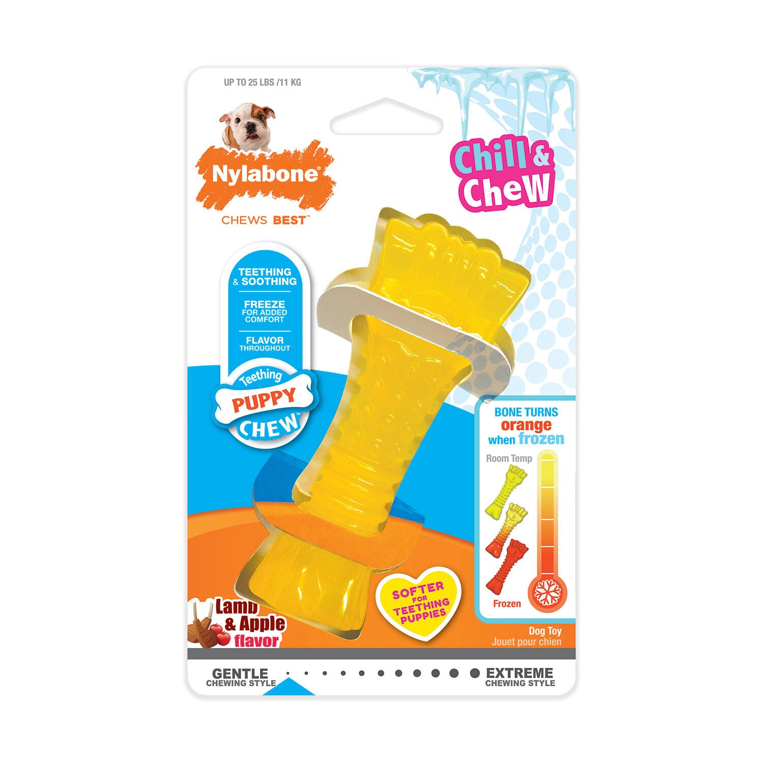 Nylabone Puppy Chew Freezer Bone Dog Chew Toy, Lamb & Apple Flavor Small/Regular Sized Puppies