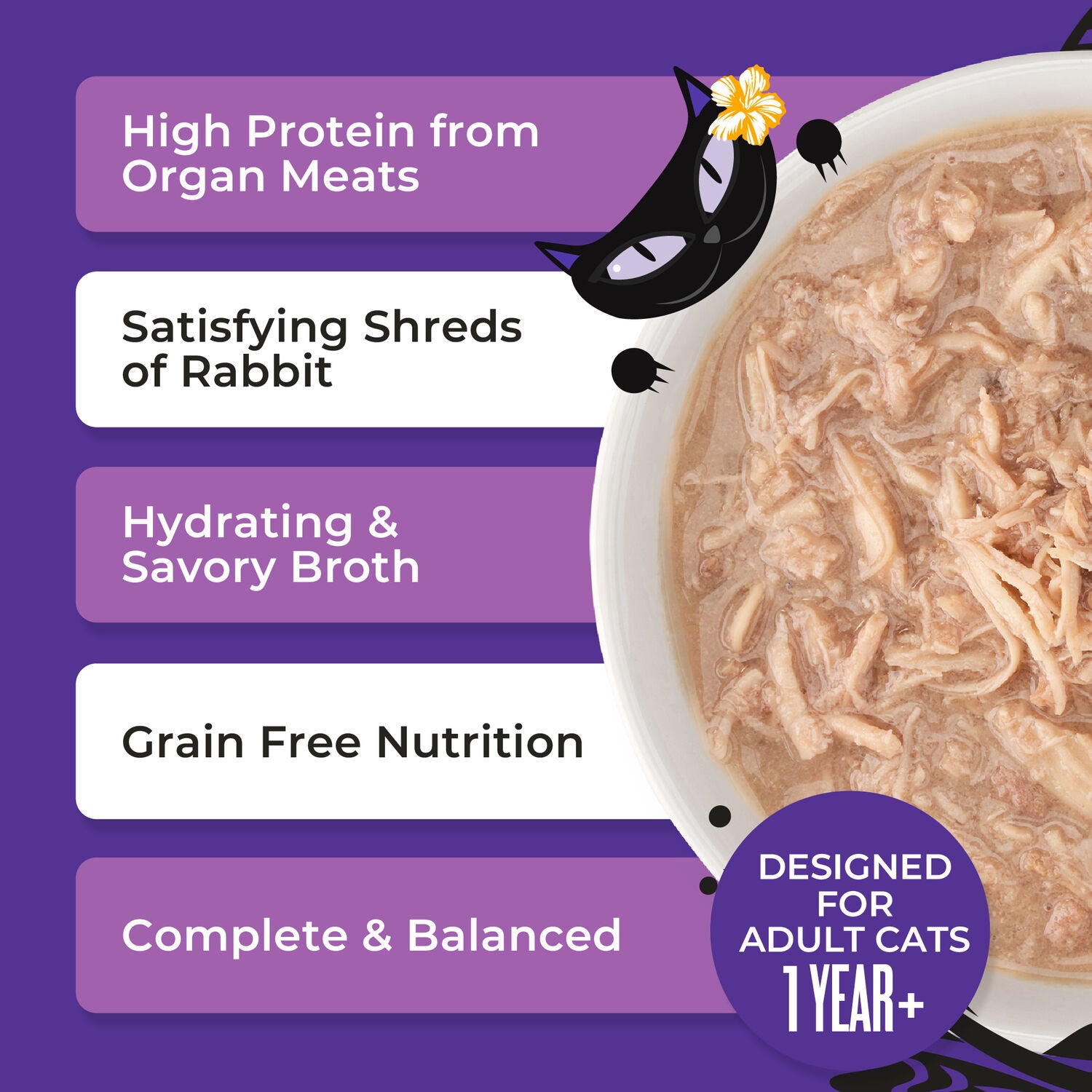 Tiki Cat After Dark Shreds Whole Foods Wet Cat Food, Rabbit & Chicken Liver, 3 Oz. Can