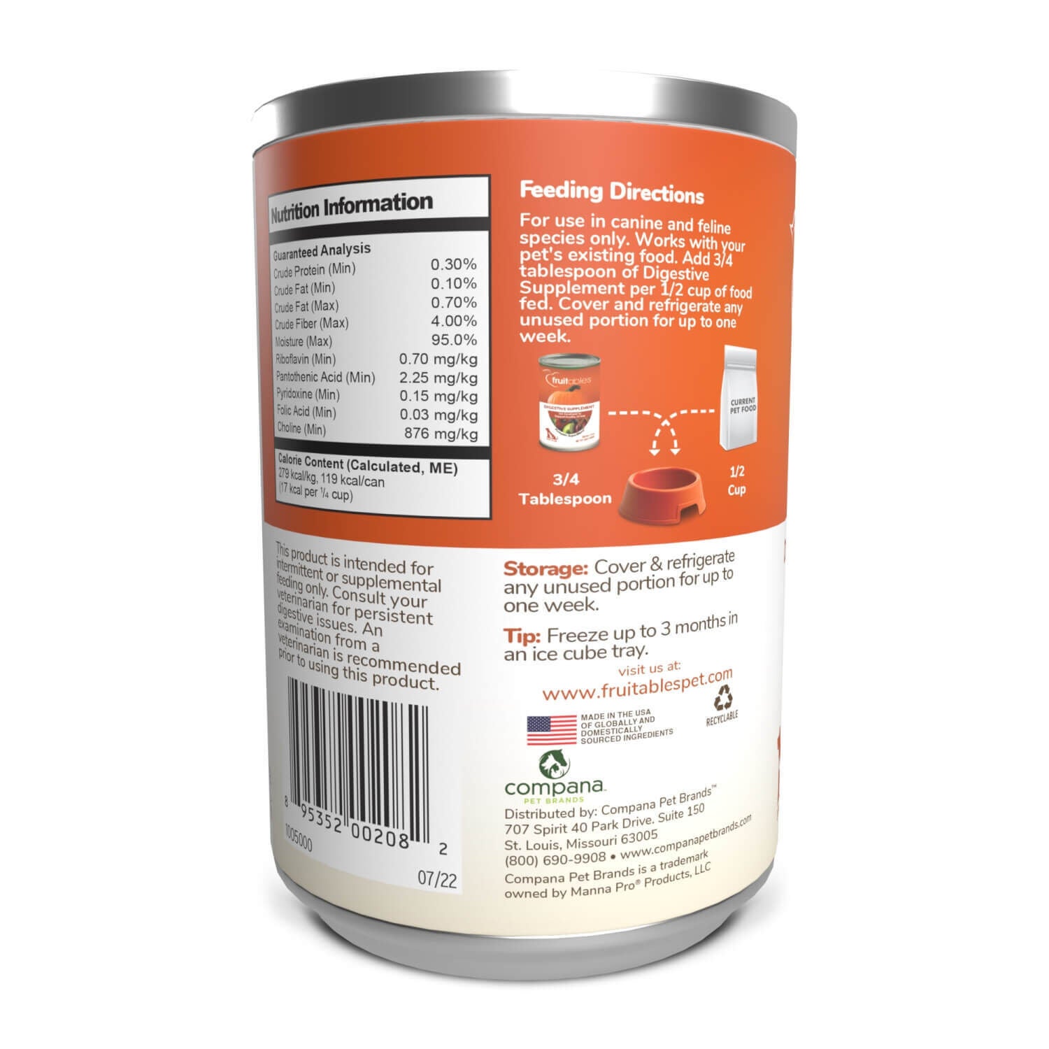 Fruitables Superblend Digestive Supplement With Pumpkin Food Topper For Dogs & Cats