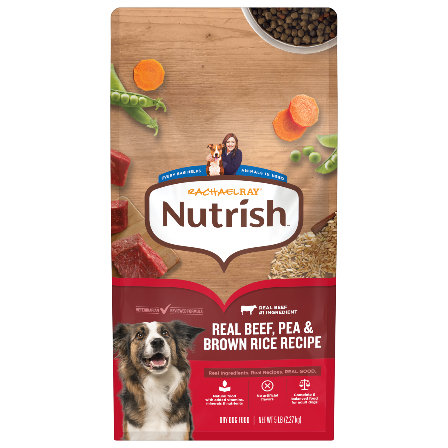 Rachael Ray Nutrish&trade; Real Beef, Pea & Brown Rice Recipe Whole Health Blend Dry Dog Food, 5-Lb Bag