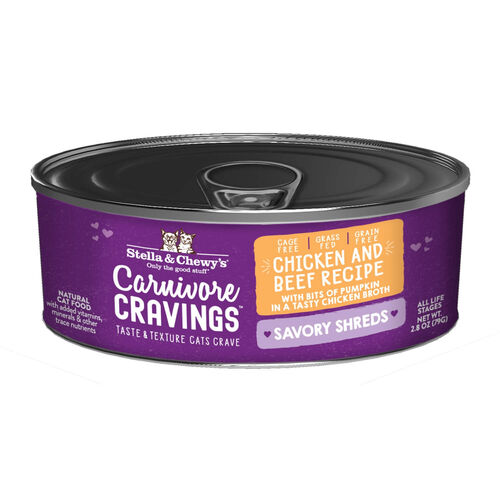 Stella & Chewy'S Carnivore Cravings Savory Shreds Chicken & Beef Dinner In Broth Wet Cat Food
