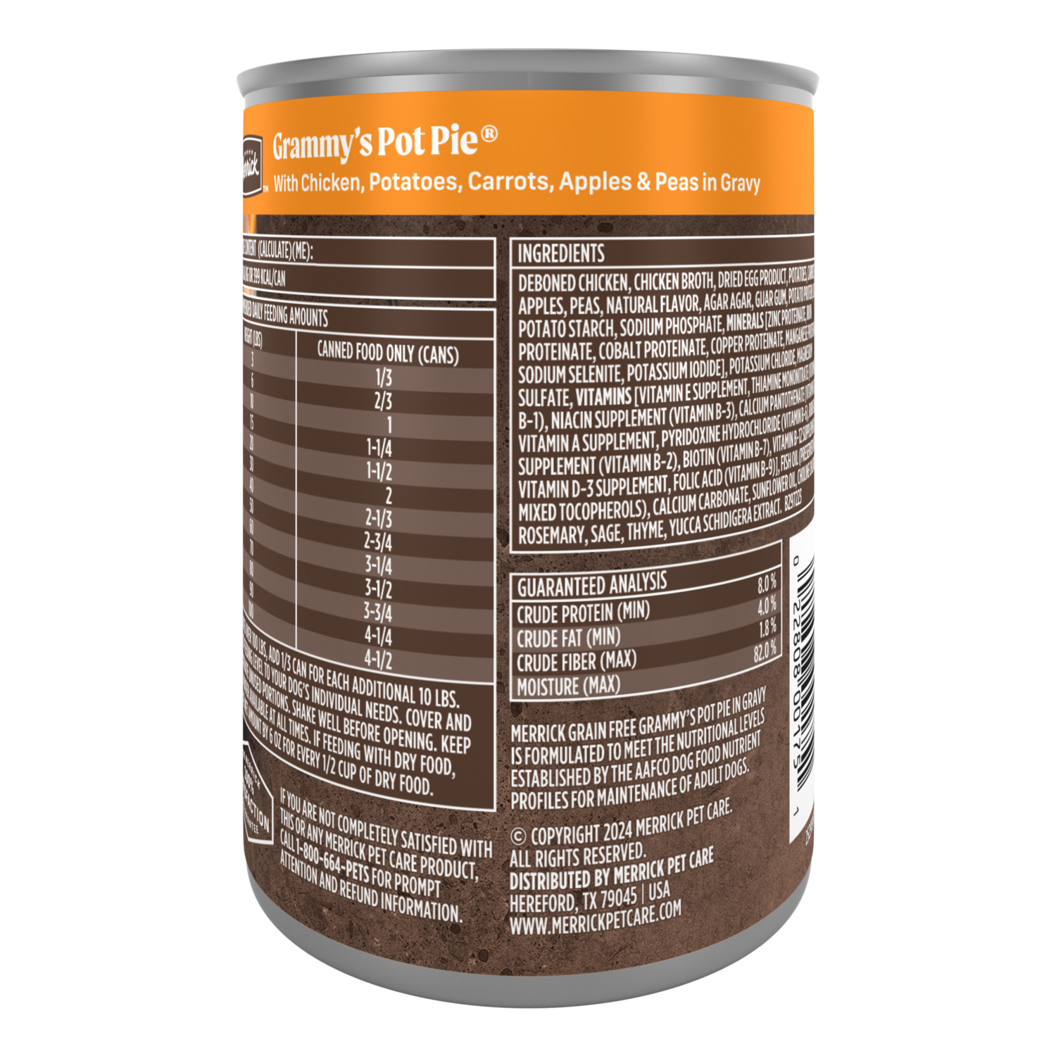 Merrick Grain-Free Premium And Wholesome Gluten Free Canned Adult Dog Food, Grammy&rsquo;S Pot Pie Receipe, 12.7-Oz Can