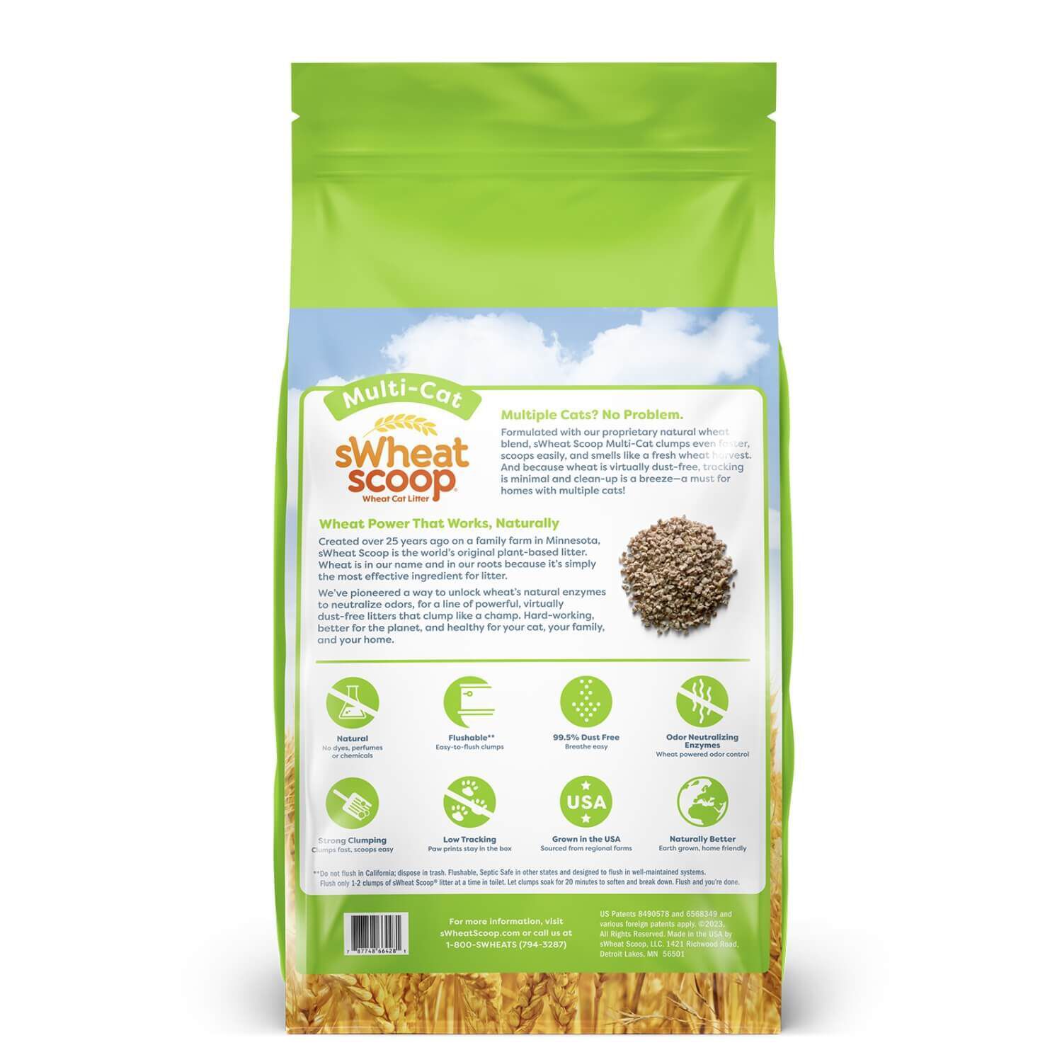Swheat Scoop Multi Cat Unscented Natural Clumping Wheat Cat Litter