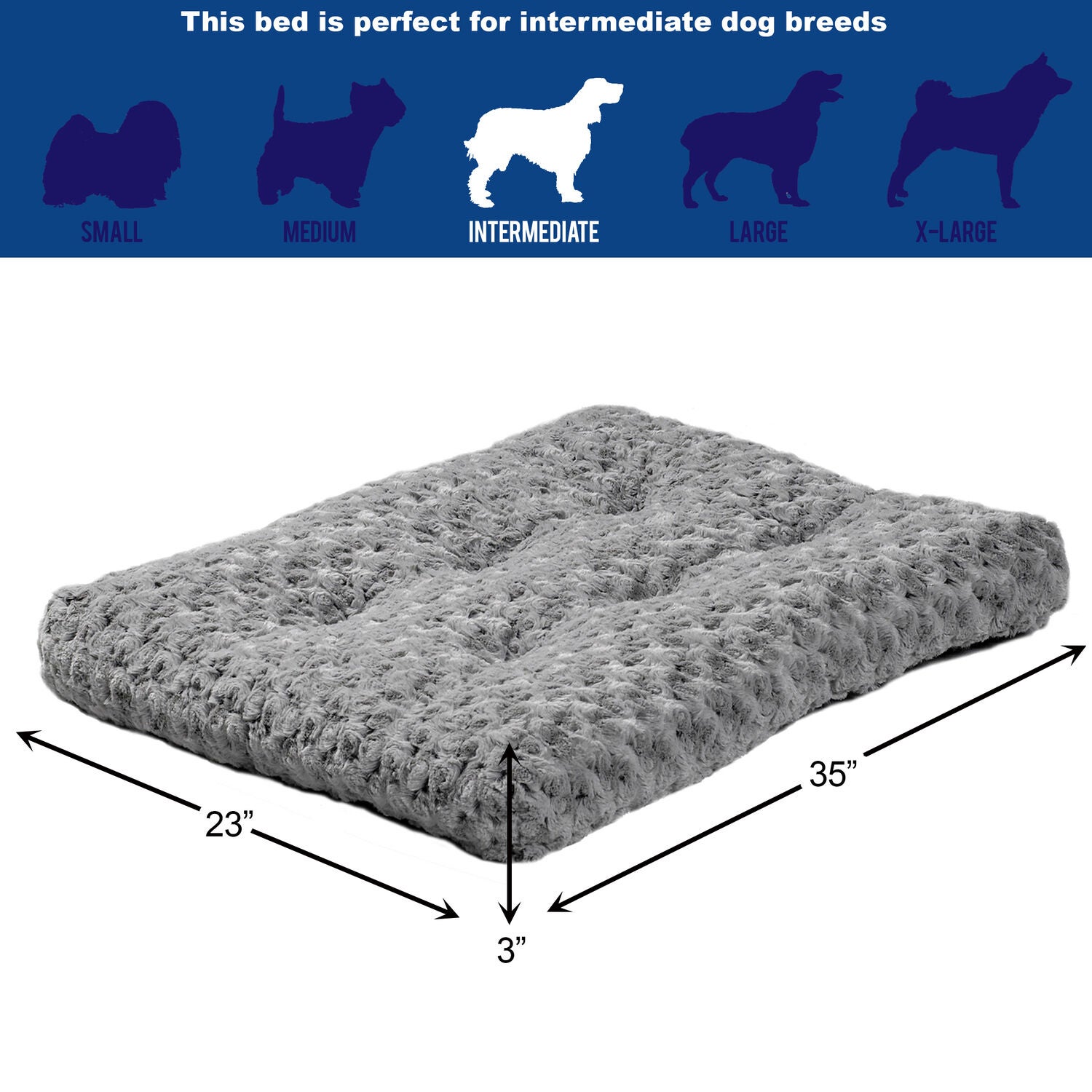 Midwest Quiet Time Ombre Gray Swirl Fur Dog Bed, 42