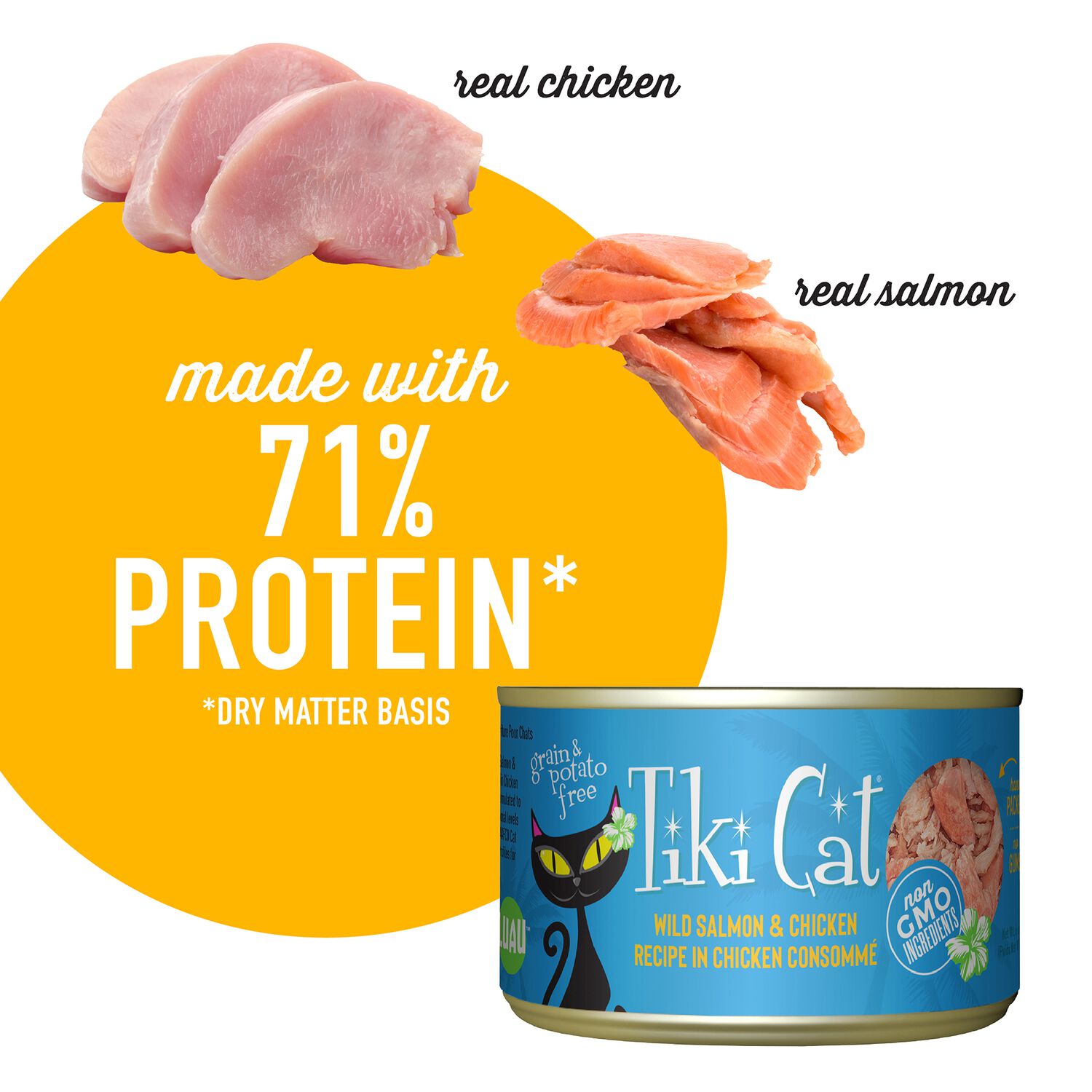 Tiki Cat Luau Wet Cat Food, Wild Salmon & Chicken, 6-Oz Can 8-Count