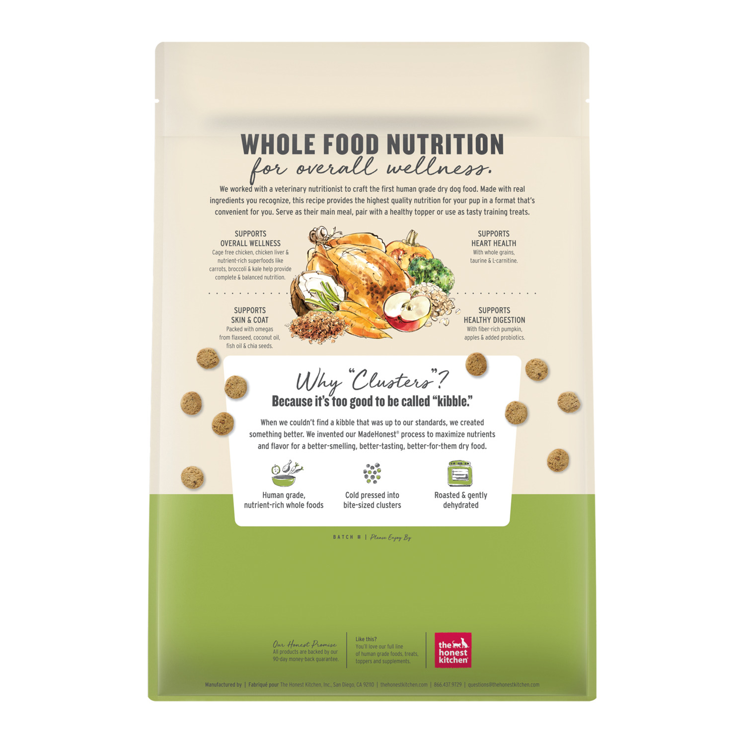 The Honest Kitchen Gourmet Whole Food Clusters Whole Grain Chicken & Superfoods Recipe Dry Dog Food, 5-Lb