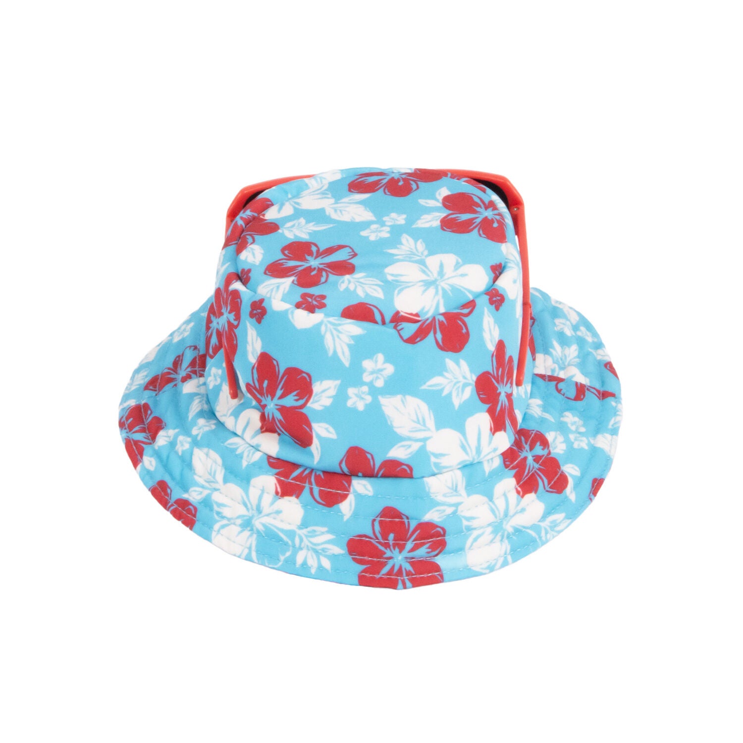 Bailey & Bella Blue Hibiscus Print Bucket Dog Hat, Medium/Large