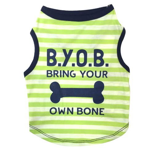 Petrageous Lime Green Striped Bring Your Own Bone Dog Tee