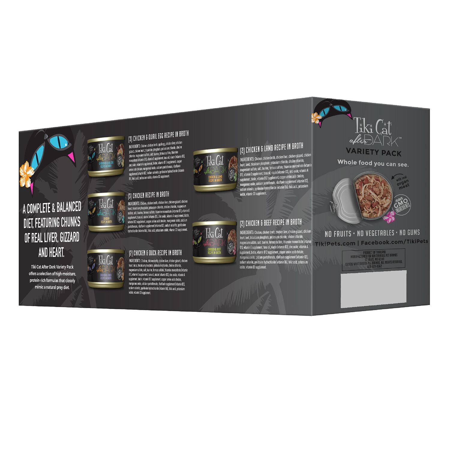 Tiki Cat After Dark Whole Foods Wet Cat Food, Variety Pack, 2.8-Oz Can 12-Count