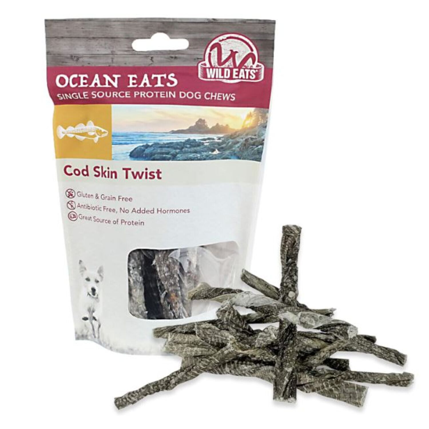 Wild Eats Cod Skin Twists Natural Dog Treats, 12 Pack
