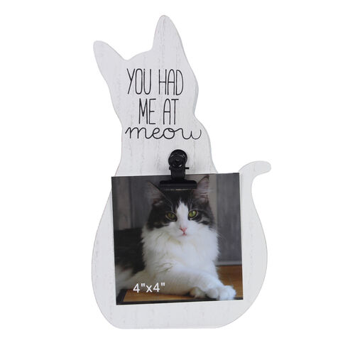 Wood Cat Silhouette Photo Frame - You Had Me At Meow