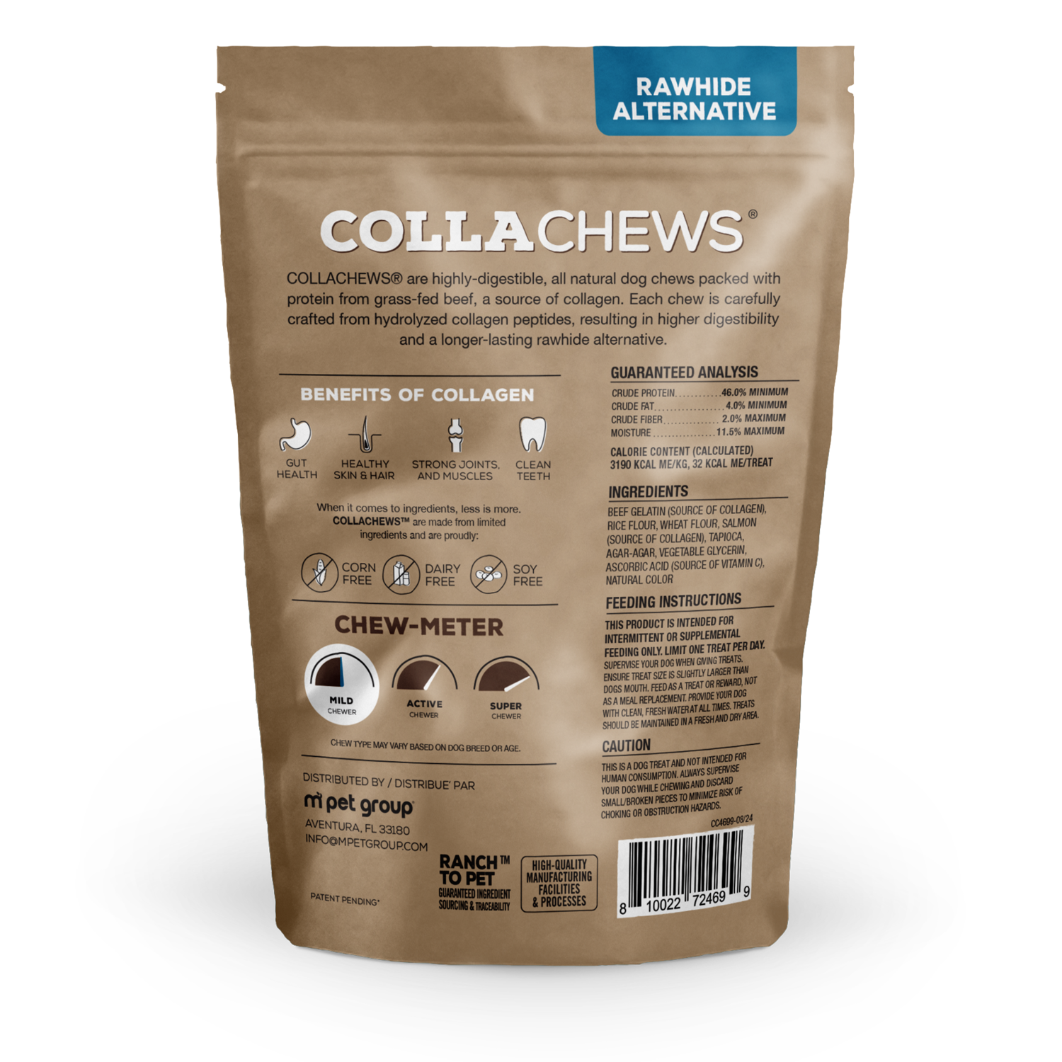 Collachews Salmon Flavor Collagen Strips Rawhide Alternative Dog Treats, 6.34 Oz.