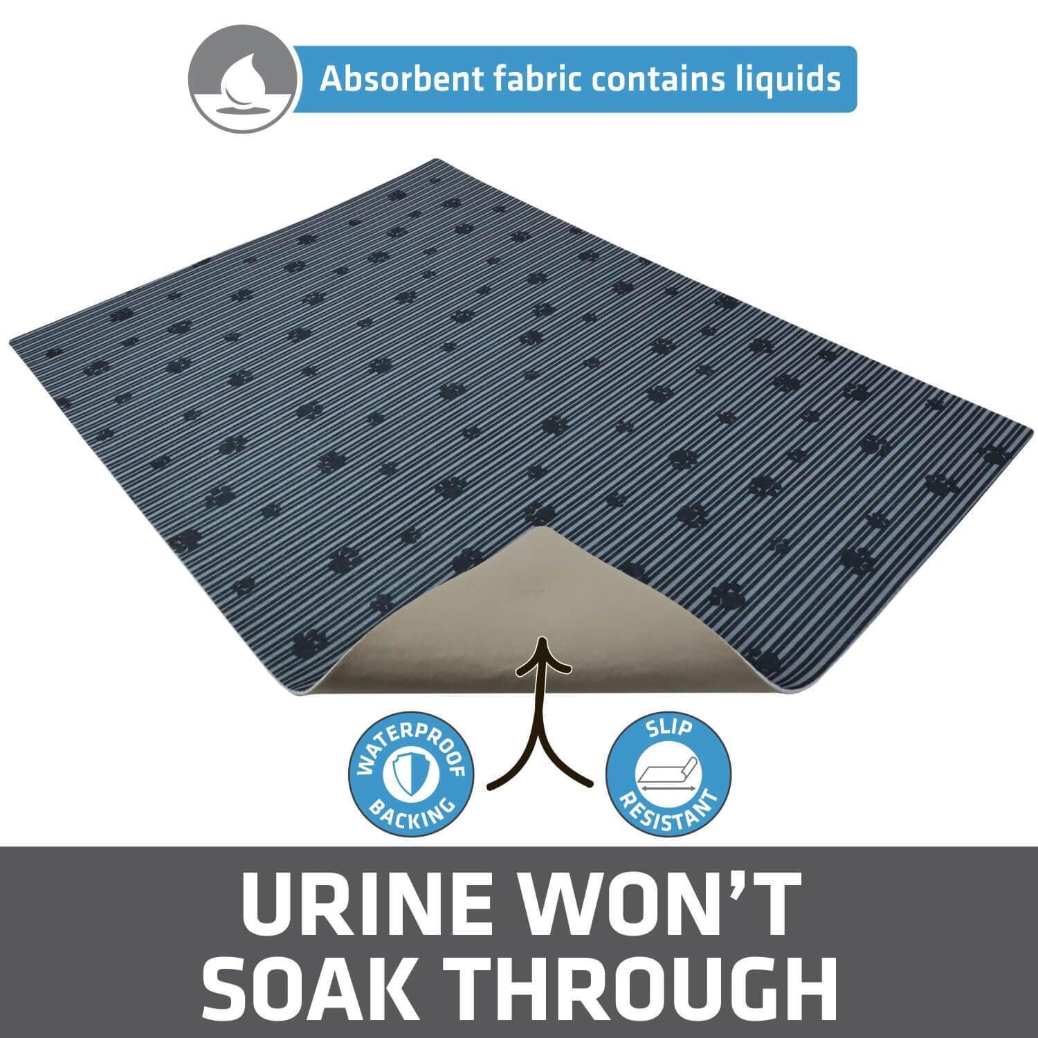 Drymate Original Cat Litter Mat - Gray Stripe/Black Paw