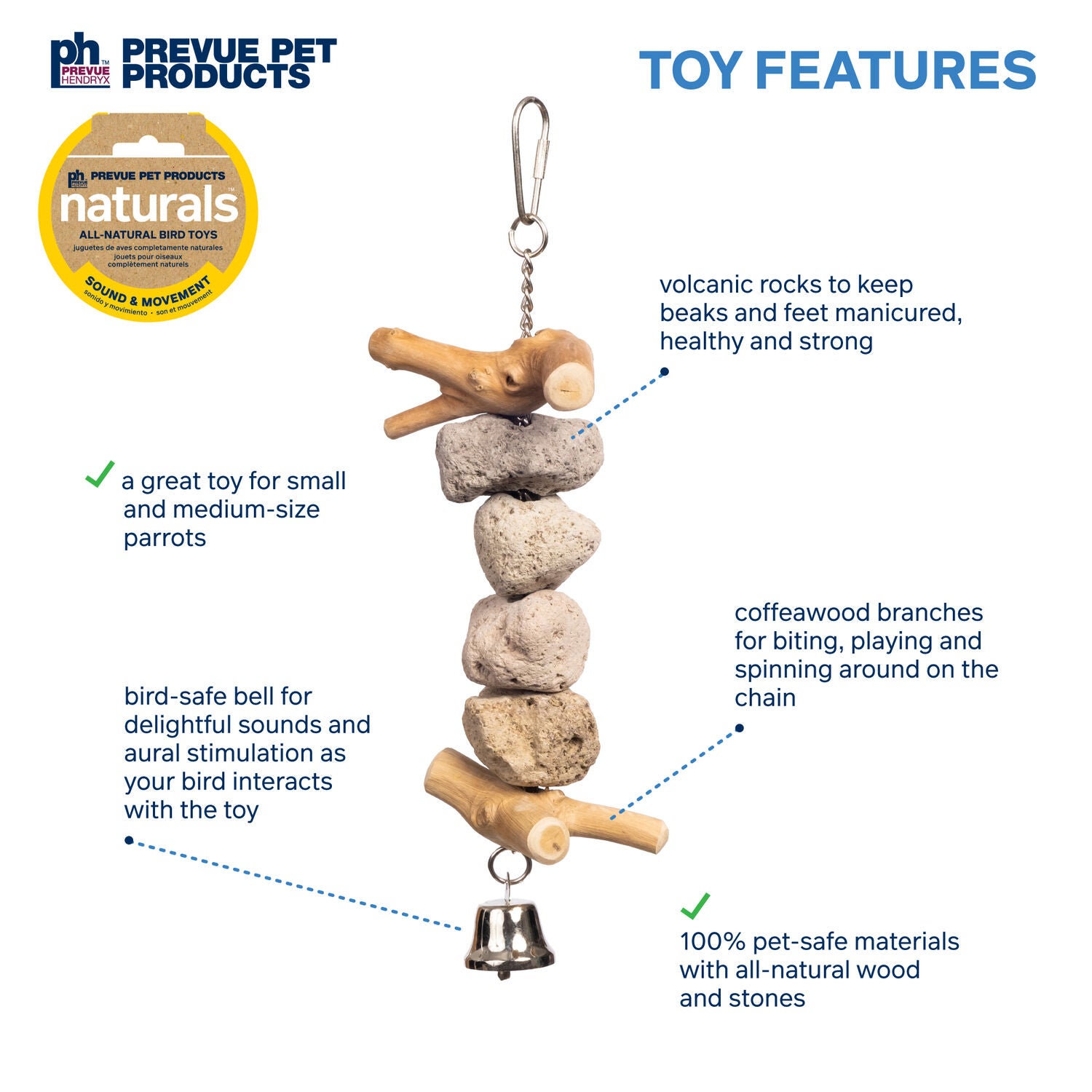 Prevue Pet Products Block Rock Multi-Sensory Bird Toy