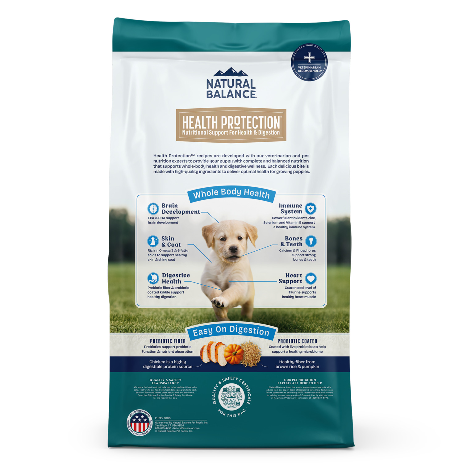 Natural Balance Health Protection Puppy Dry Dog Food, Chicken, Brown Rice & Pumpkin Recipe, 12-Lb