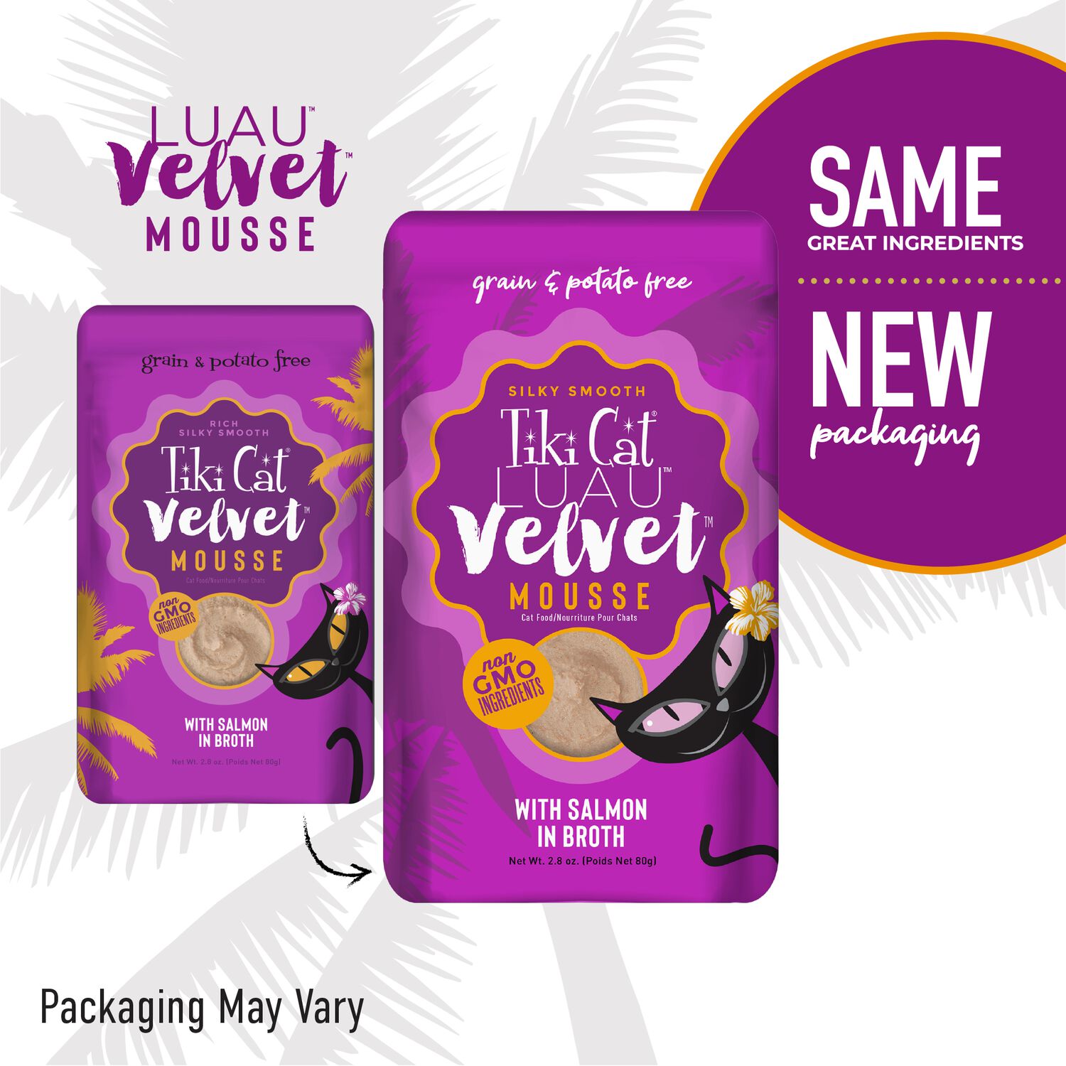 Tiki Cat Luau Velvet Mousse Wet Cat Food, Tuna & Mackerel, 2.8-Oz Pouch