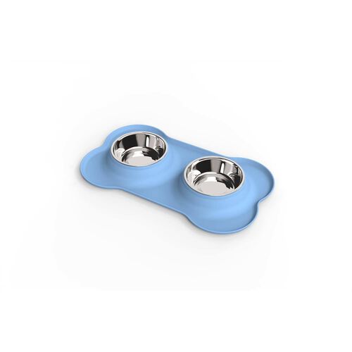 Silicone Stainless Bowl Double Feeder