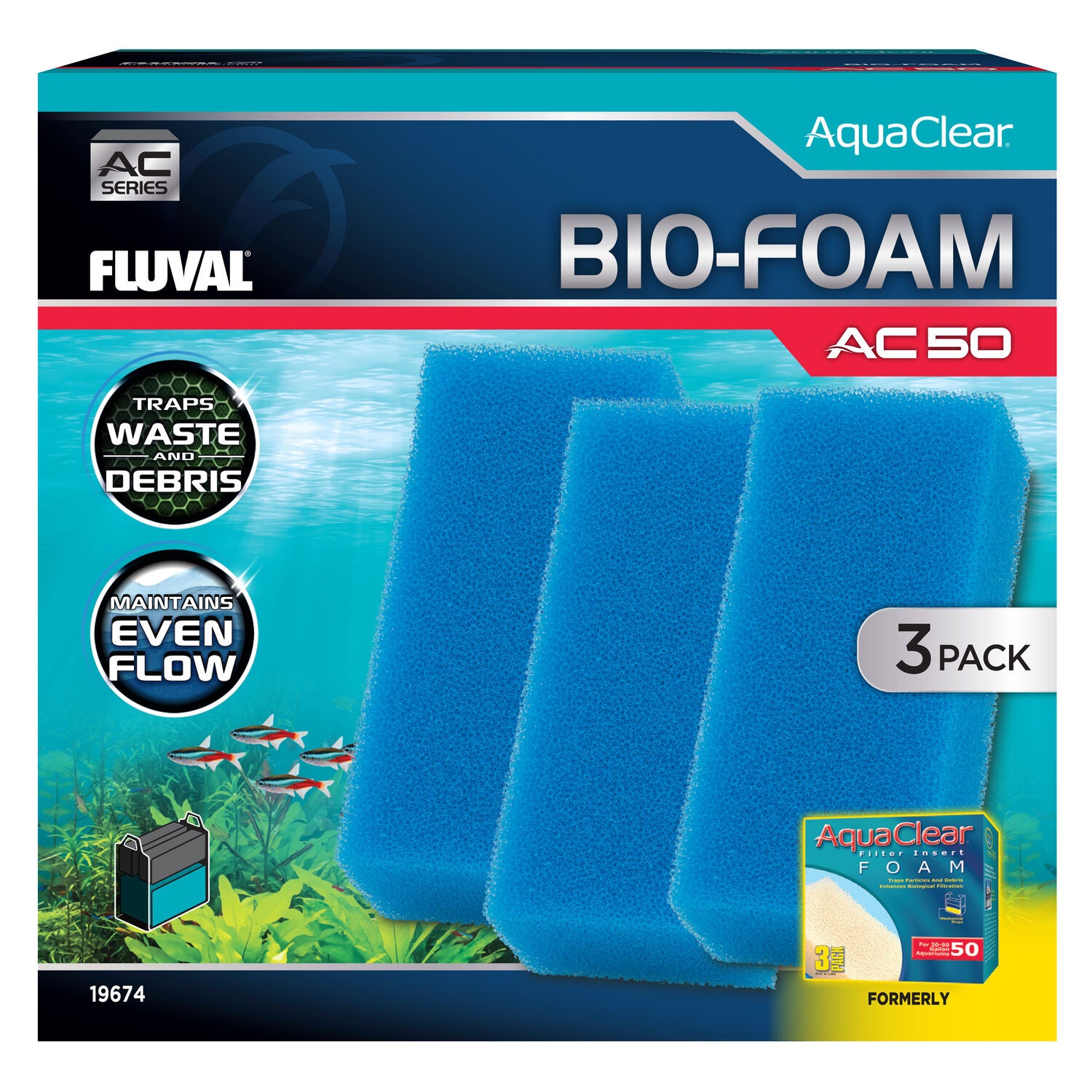 Fluval Aquaclear 70 Bio-Foam Filter Insert - 3 Pack