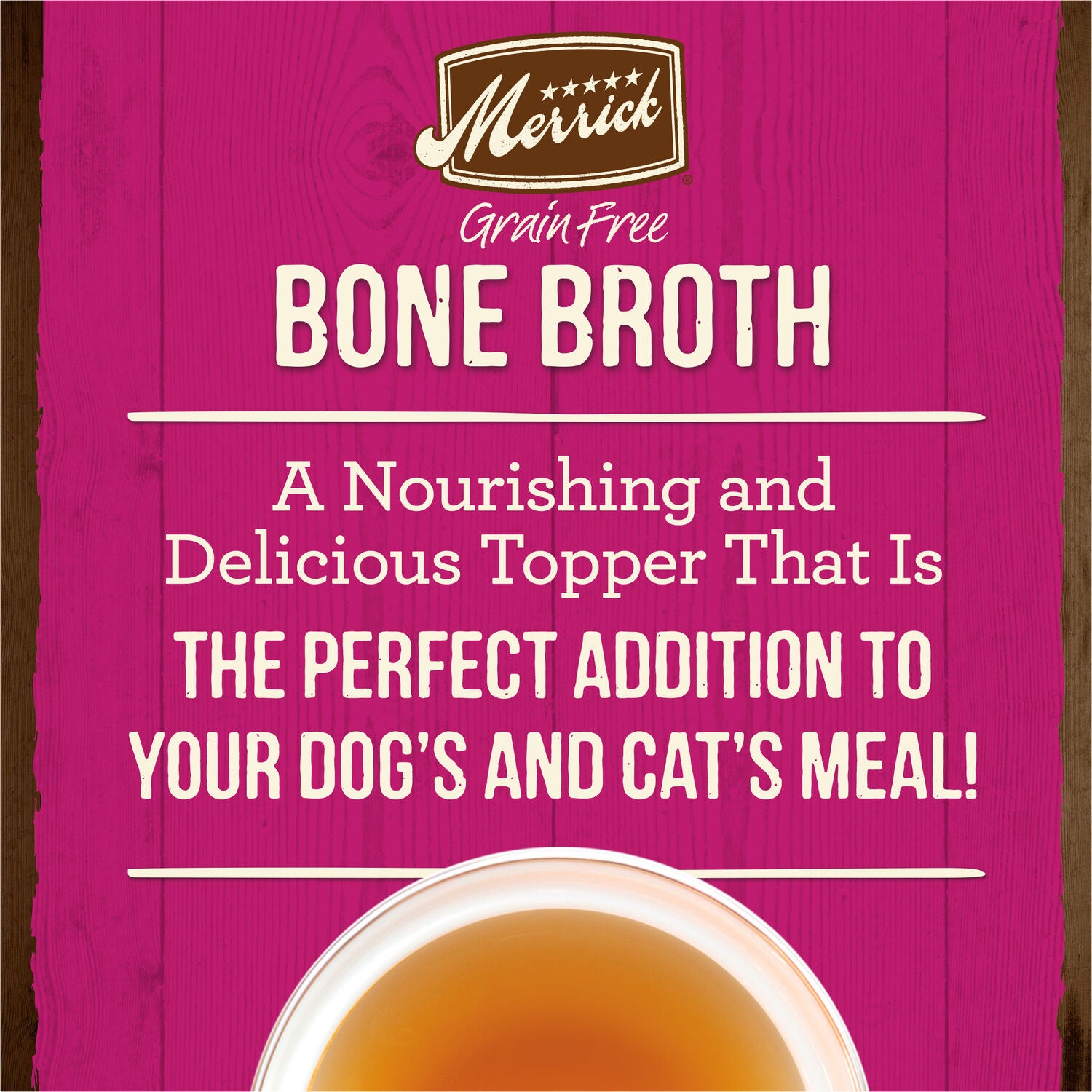 Merrick Grain-Free Bone Broth, Premium Human Grade And Gluten Free Dog And Cat Food Topper Pouches, Turkey, 16-Oz Pouch